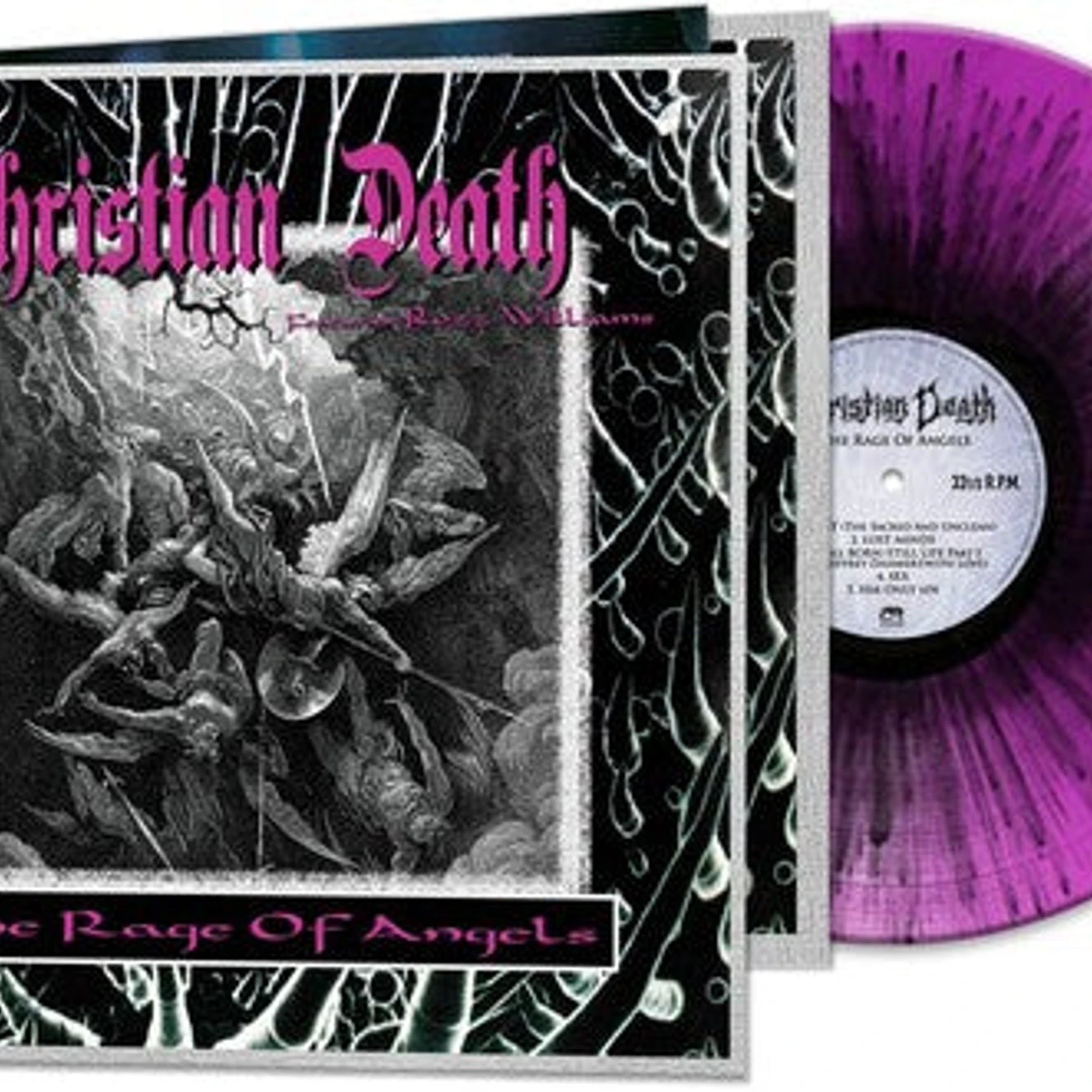Christian Death LP Vinyl - Rage Of Angels - Purple/Black Splatter (Blk) (Ltd)