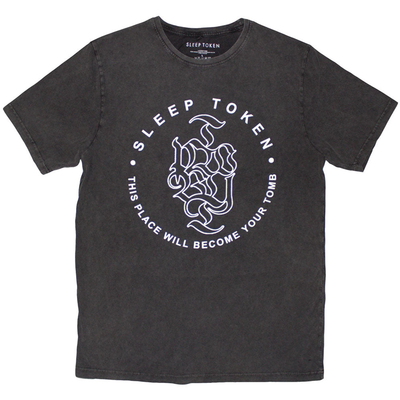 Sleep Token T Shirt - Tomb Text Ring Stone Wash