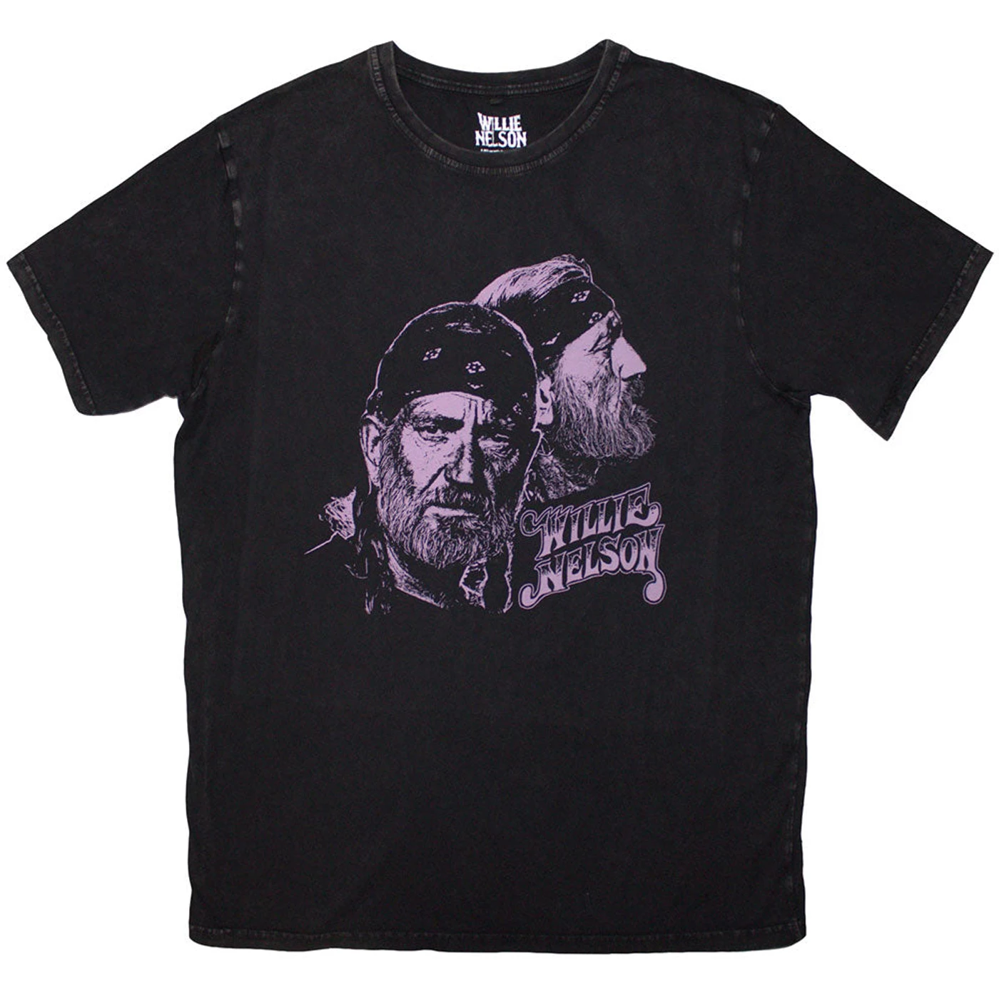 Willie Nelson T Shirt - Purple Graphic Stone Wash