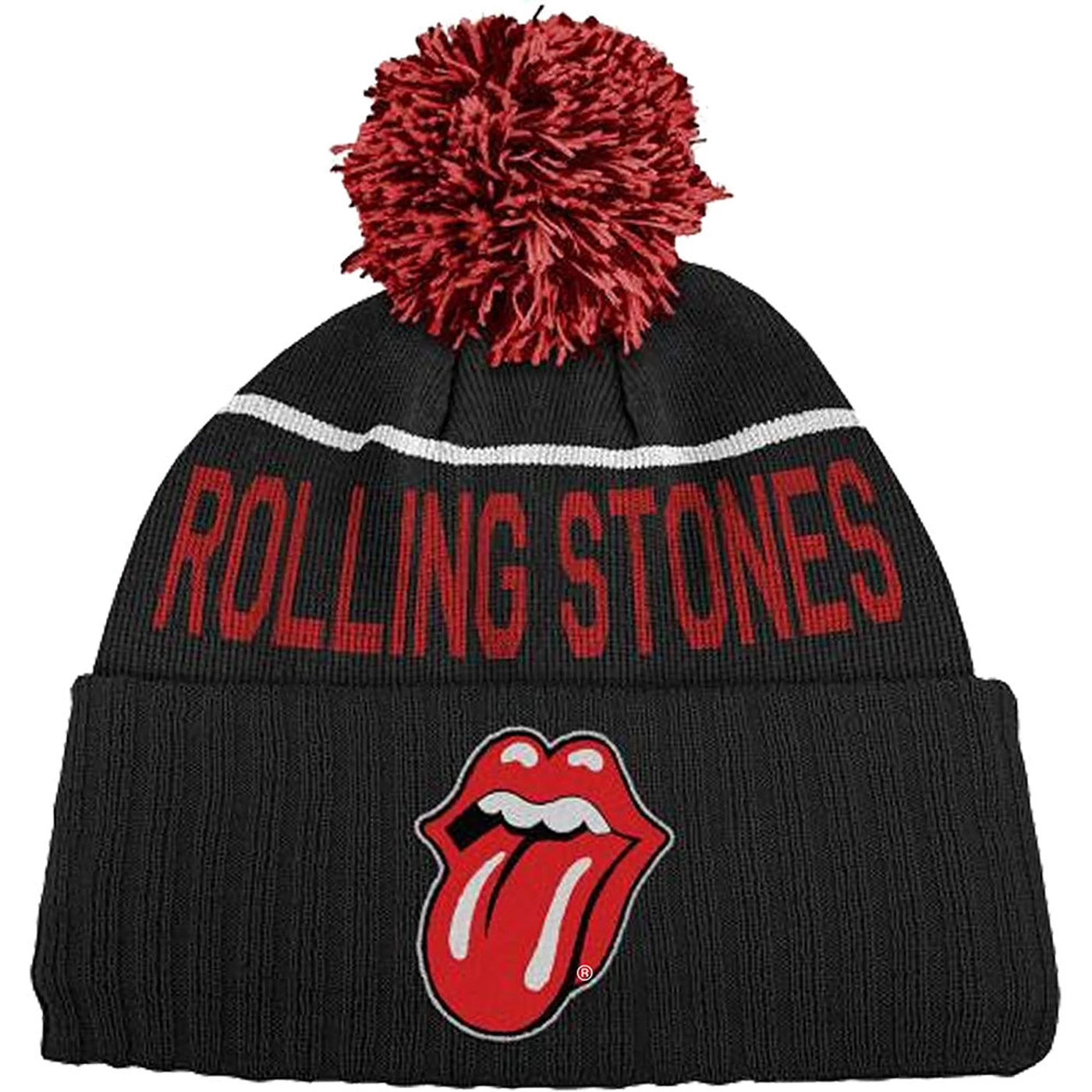 The Rolling Stones Bobble Beanie Hat - Classic Tongue