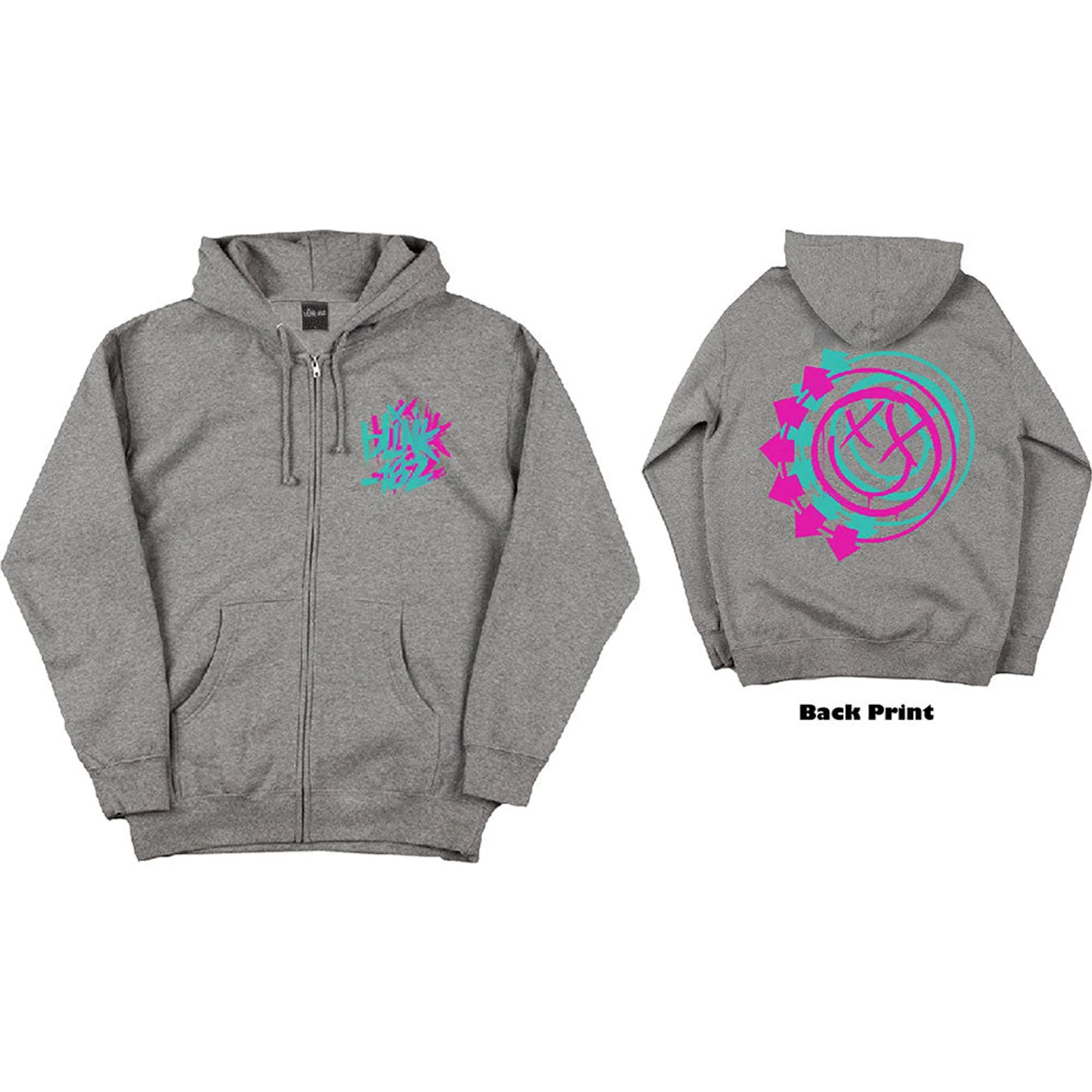 blink-182 Hoodie - Grey Double Six Arrow Smile