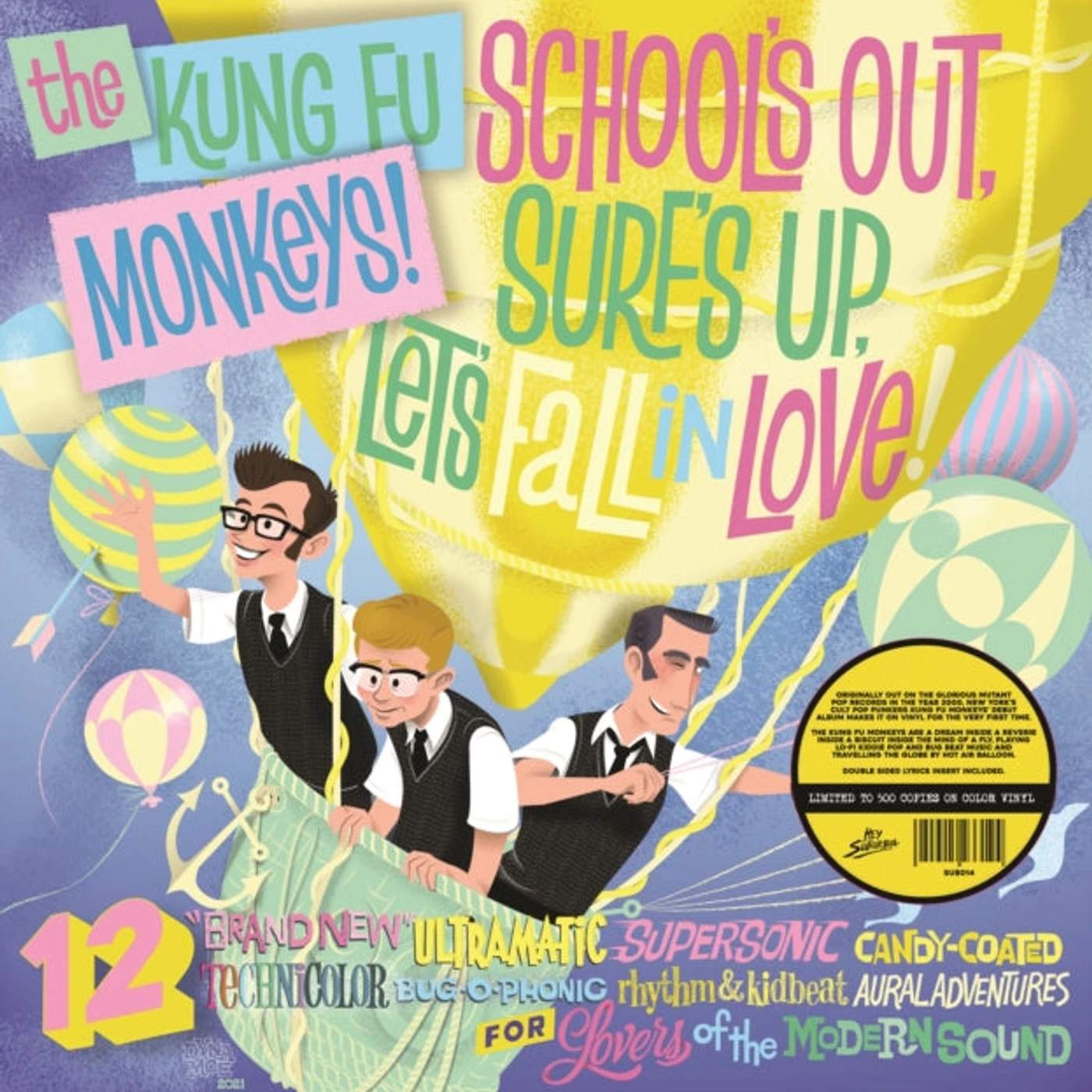 The Kung Fu Monkeys LP Vinyl Record - School's Out. Surf's Up. Let's Fall In Love! (White Vinyl)