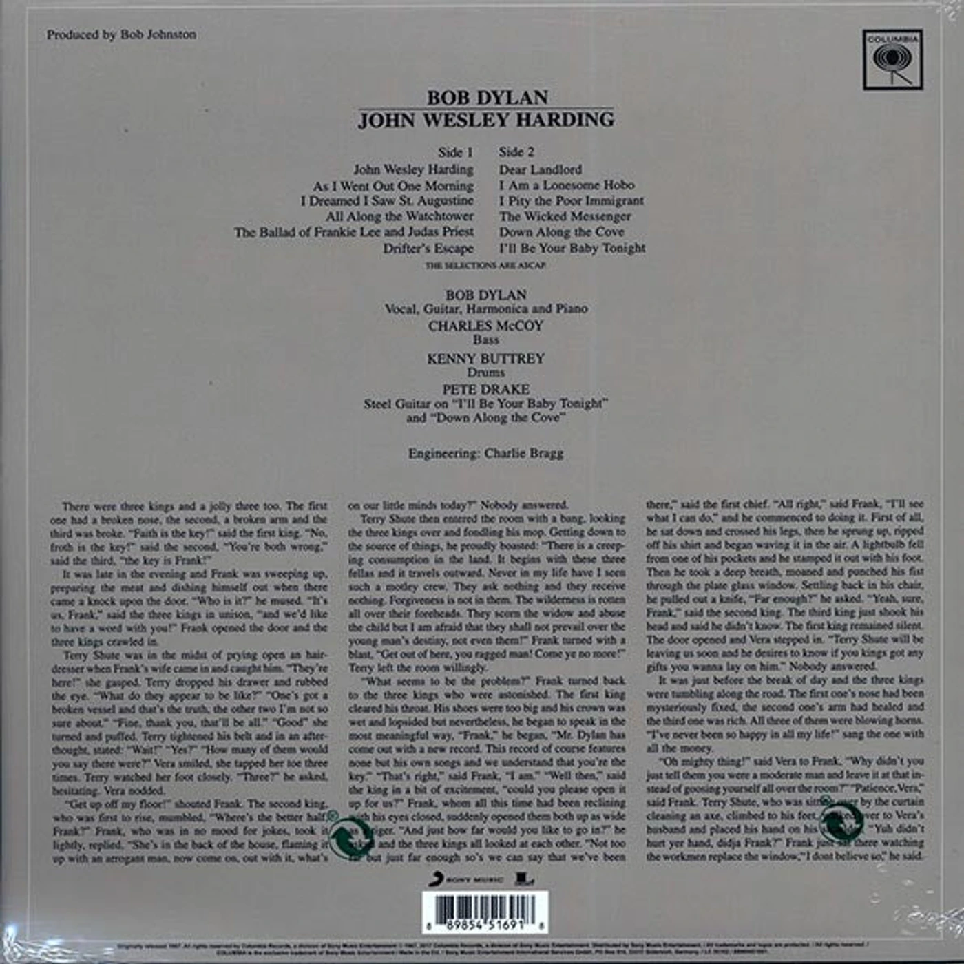 Bob Dylan  LP -  John Wesley Harding (Vinyl)