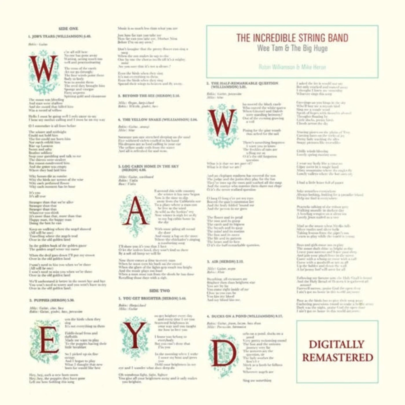 The Incredible String Band CD - Wee Tam & The Big Huge