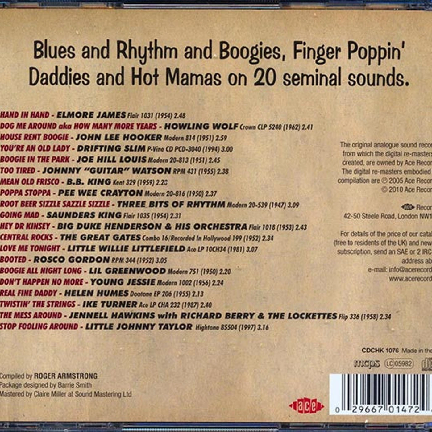 Various  CD -  Ace Records Sampler Volume 1: Blues And R & B (20 tracks)