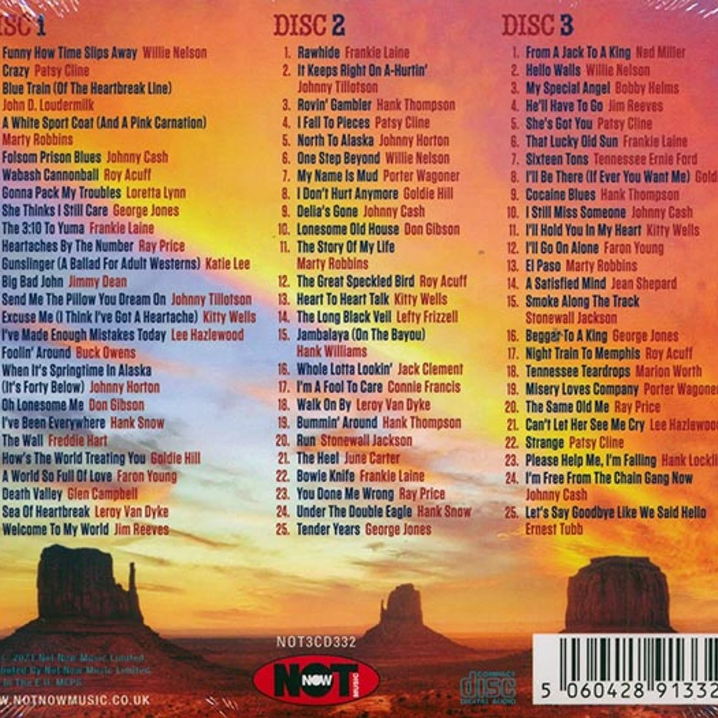 Willie Nelson, Loretta Lynn, Patsy Cline, Glen Campbell  CD -  Essential Country (75 tracks) (3xCD) (deluxe 4 fold digipak)