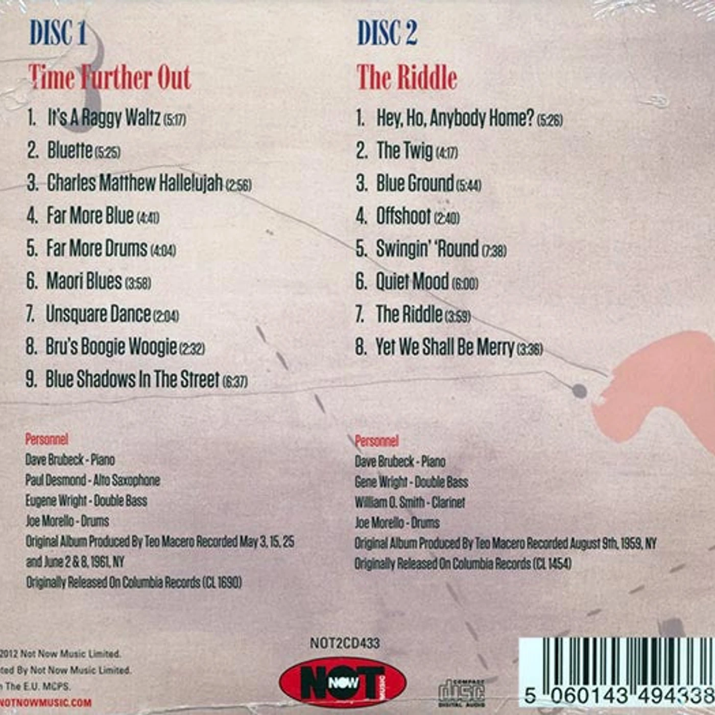 The Dave Brubeck Quartet  CD -  Time Further Out (2xCD)