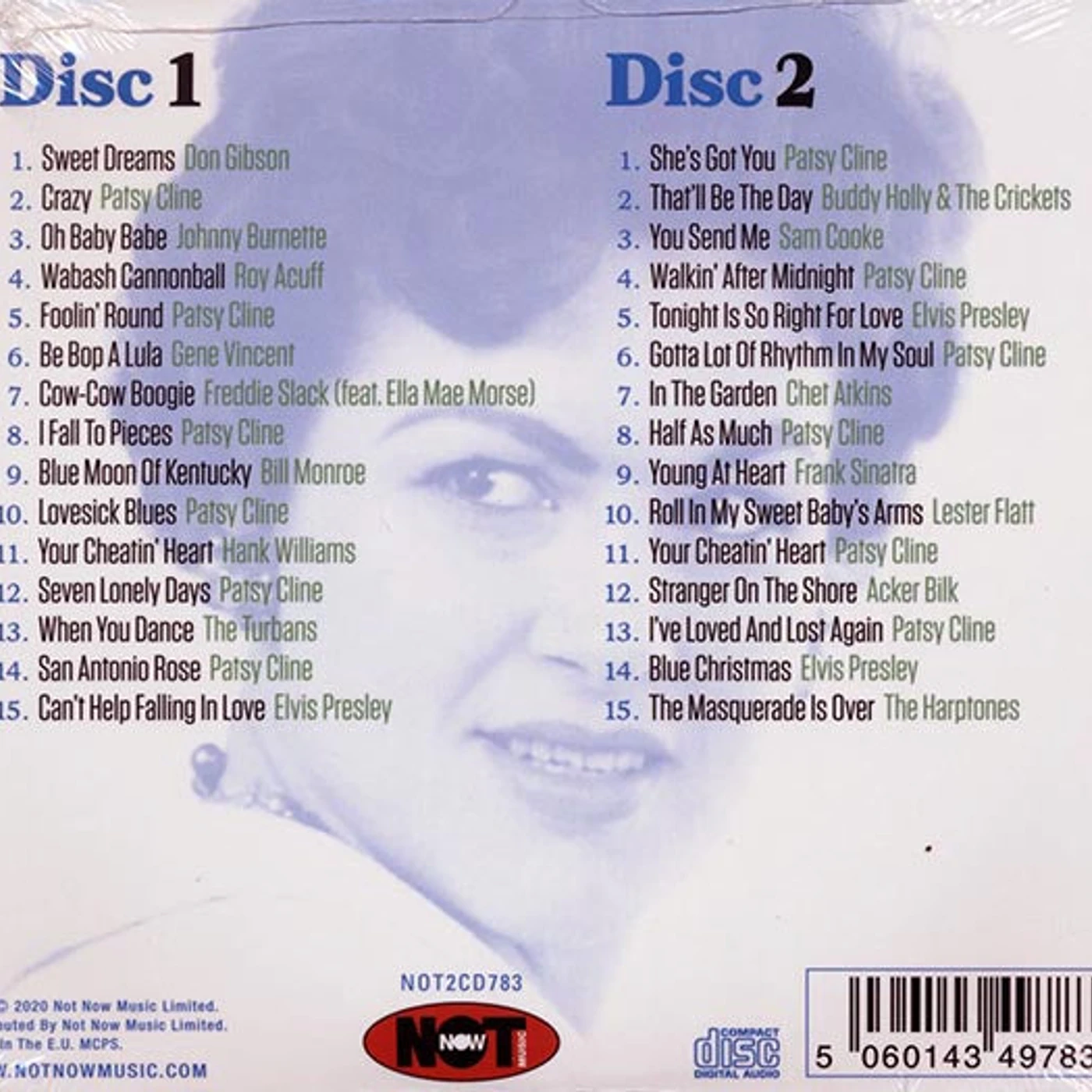 Patsy Cline, Don Gibson, Roy Acuff, Gene Vincent, Etc.  CD -  Sweet Dreams: Classic Tracks By Patsy Cline And Many Others As Featured In The Original Motion Picture (30 tracks) (2xCD)