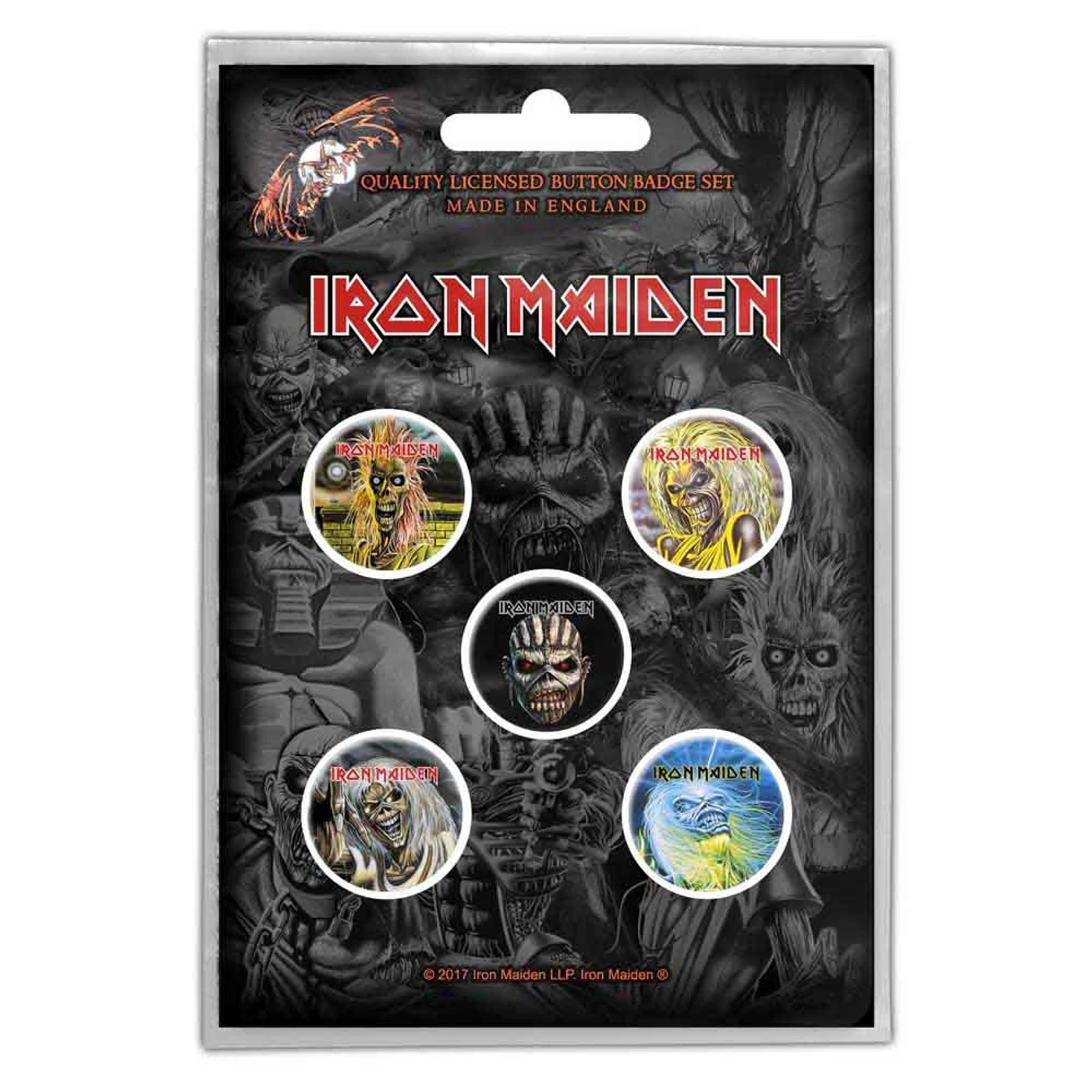 Iron Maiden  Plastic Pin Badge - The Faces Of Eddie