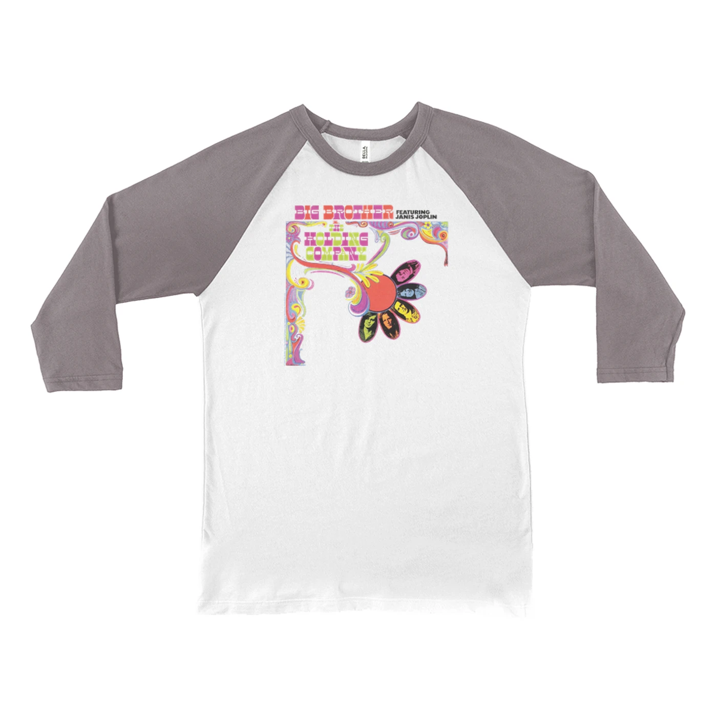 Big Brother and The Holding Co. 3/4 Sleeve Baseball Tee | Big Brother & The Holding Company Feat. Janis Joplin Album Cover Big Brother and The Holding Co. Shirt