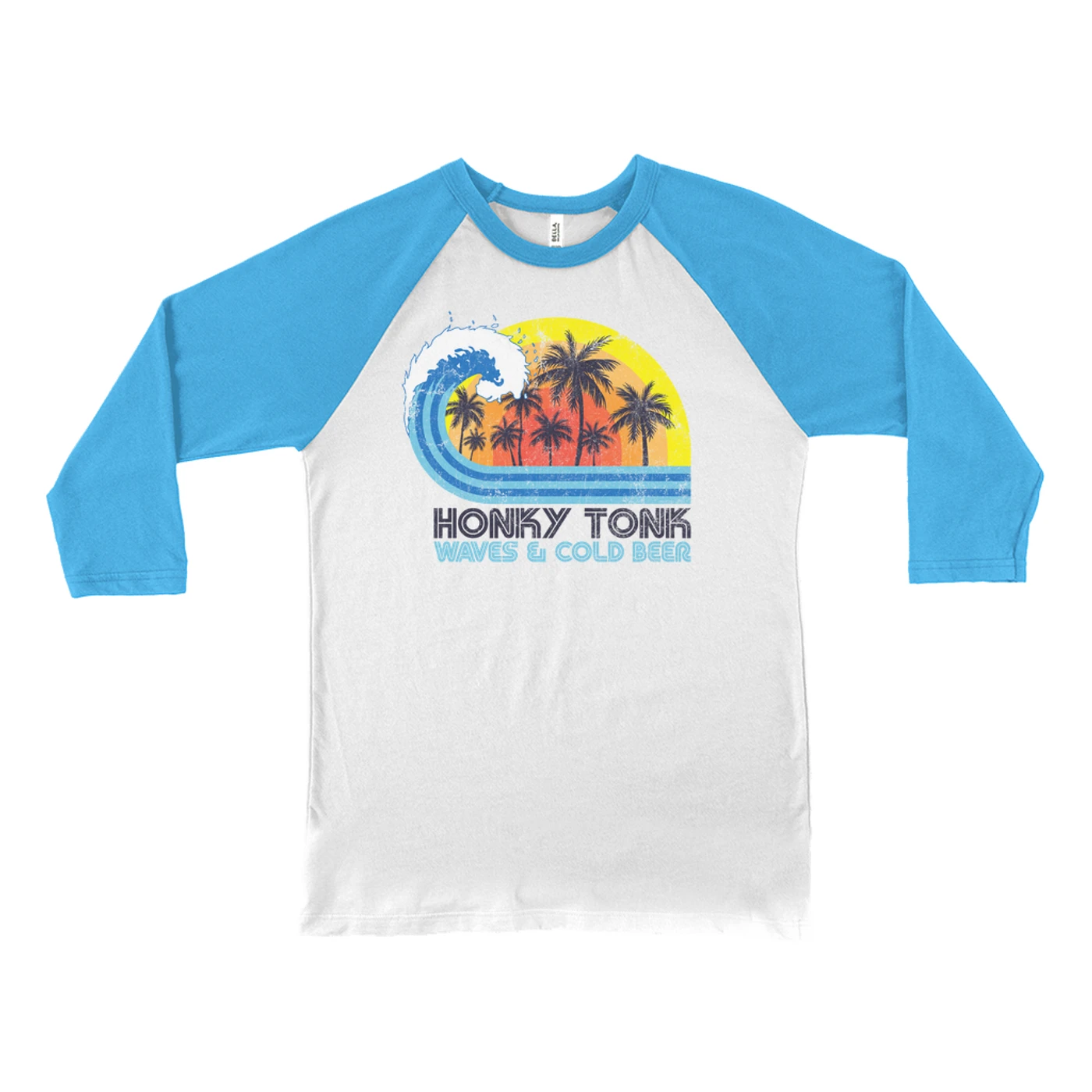 Music Life - Honky Tonk Merchbar Music Life 3/4 Sleeve Baseball Tee | Honky Tonk, Waves & Beer Merchbar Music Life Shirt