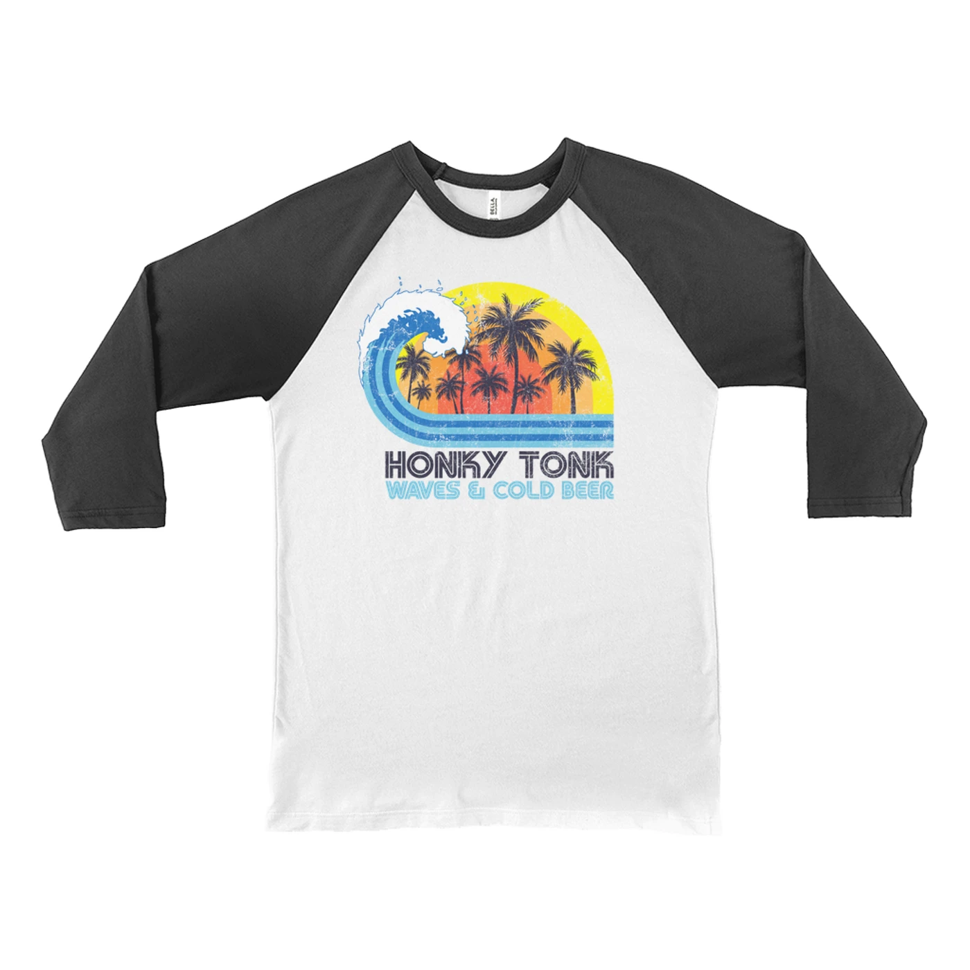 Music Life - Honky Tonk Merchbar Music Life 3/4 Sleeve Baseball Tee | Honky Tonk, Waves & Beer Merchbar Music Life Shirt