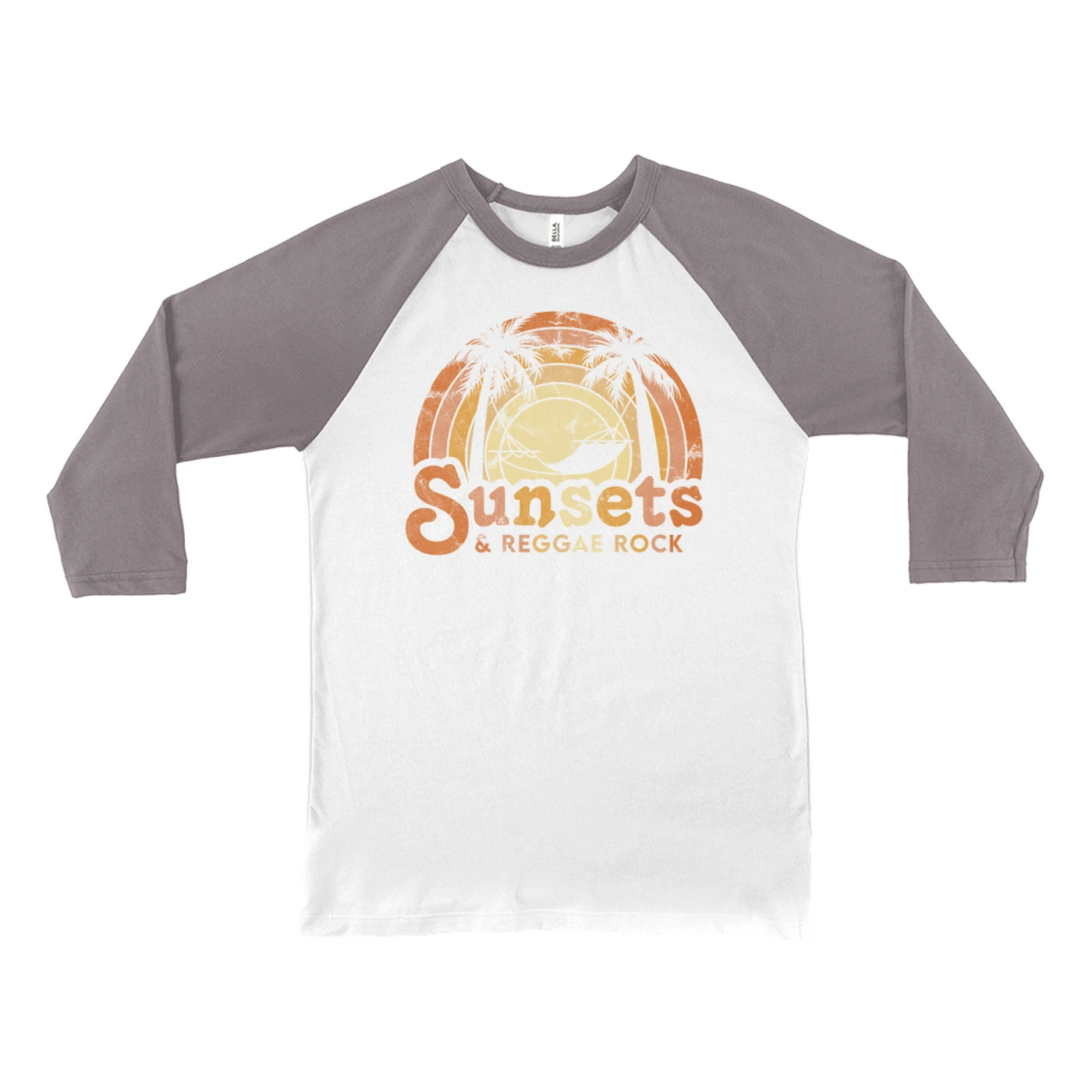 Merchbar Music Life 3/4 Sleeve Baseball Tee | Sunsets & Music Life - Reggae Rock Distressed Merchbar Music Life Shirt