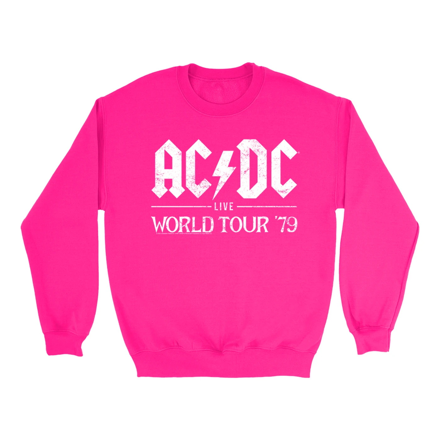 AC/DC Bright Colored Sweatshirt | Live In Concert 1979 Distressed ACDC Sweatshirt
