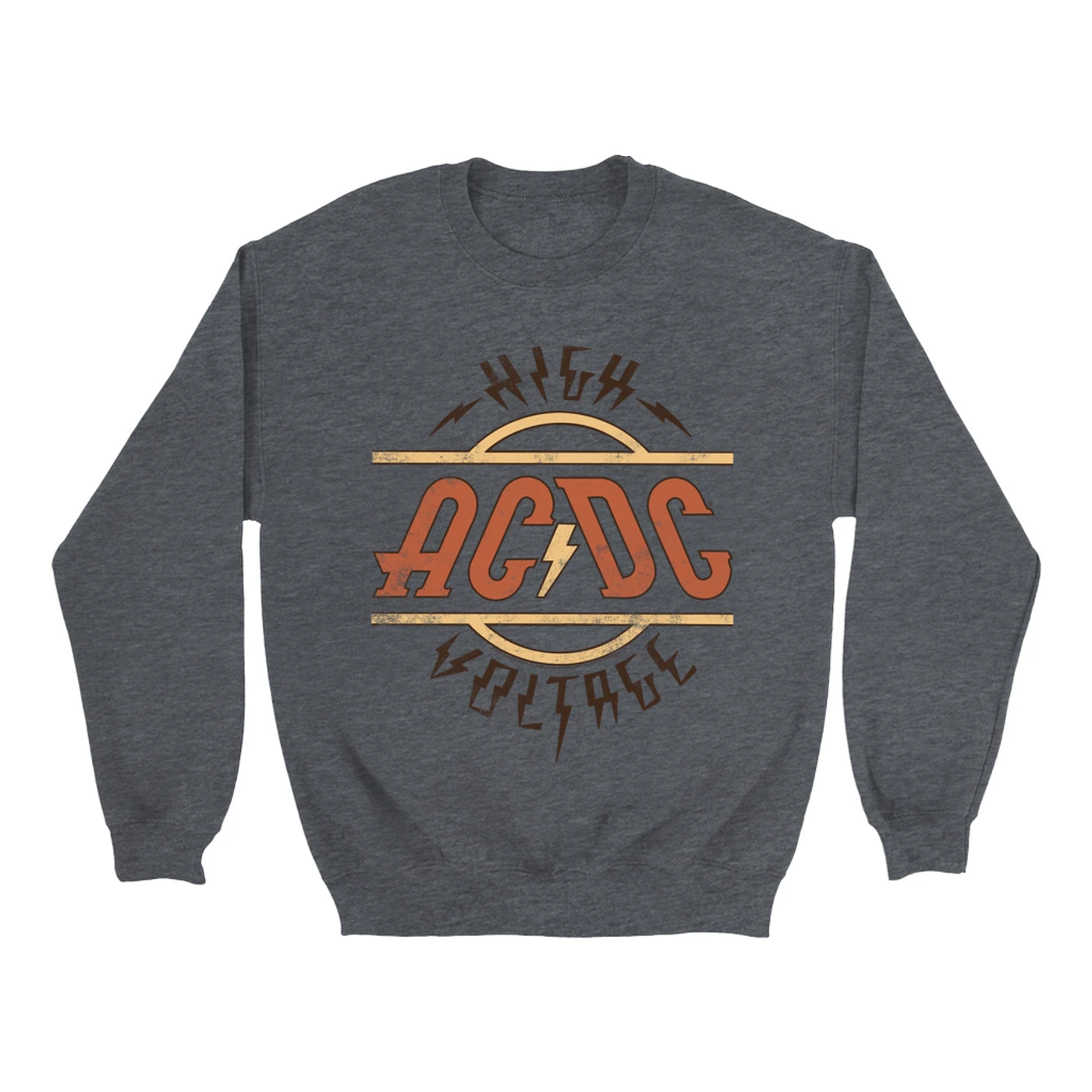 AC/DC Sweatshirt | Retro Colored High Voltage Design Distressed ACDC Sweatshirt