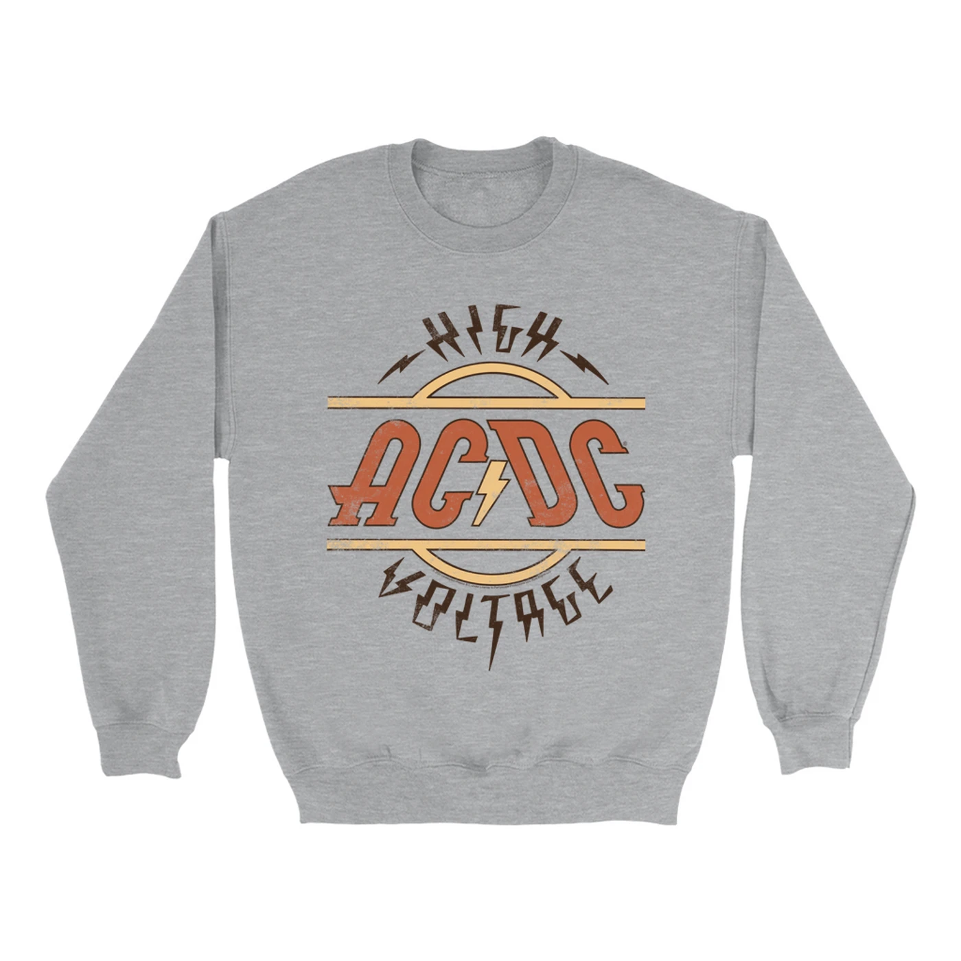AC/DC Sweatshirt | Retro Colored High Voltage Design Distressed ACDC Sweatshirt
