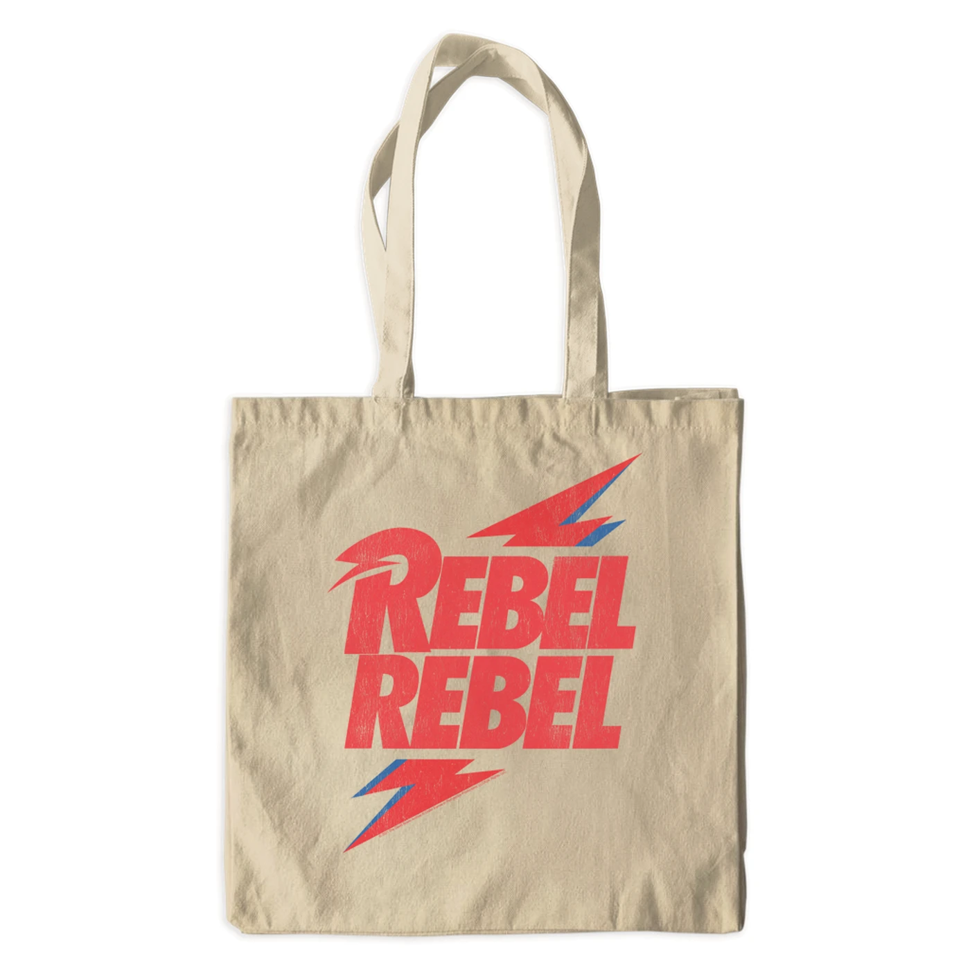 David Bowie Canvas Tote Bag | Rebel Rebel Lightning Bolt Distressed David Bowie Bag (Merchbar Exclusive)