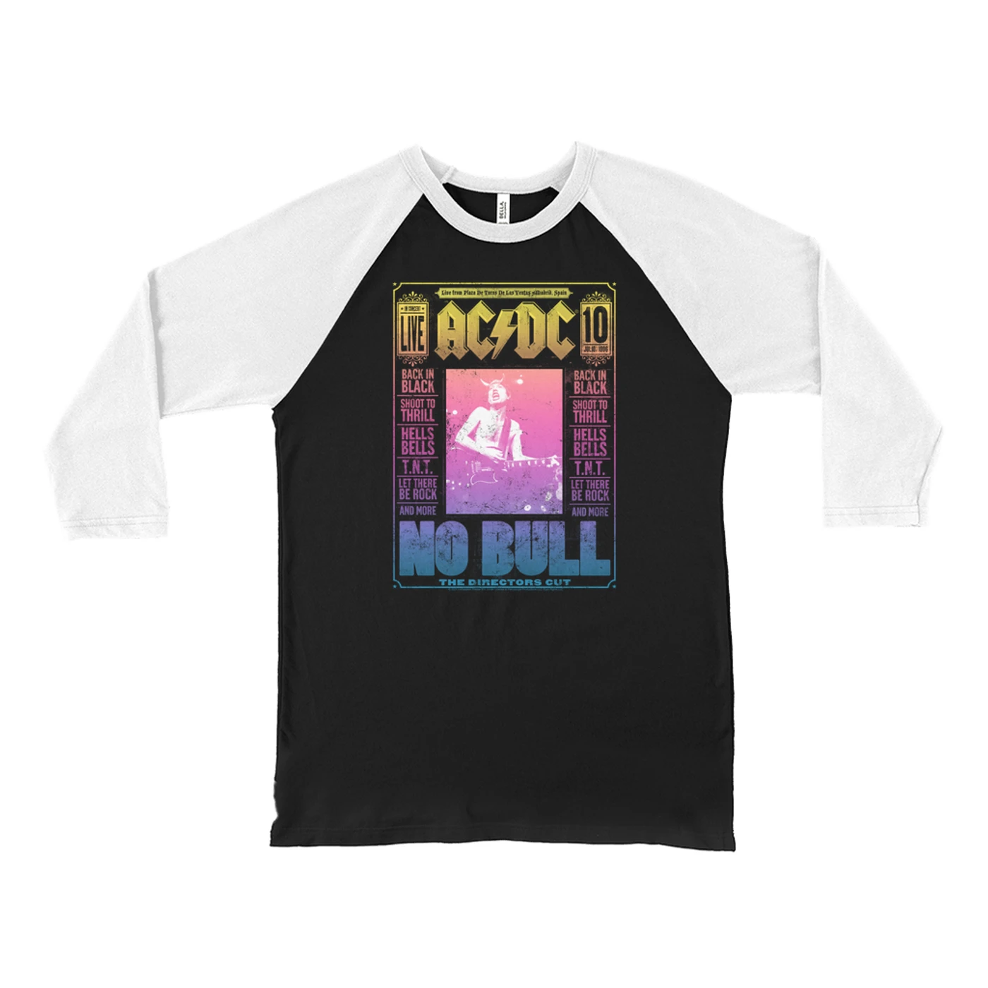 AC/DC Rainbow Ombre "No Bull" Concert Film Poster Baseball Tee (Merchbar Exclusive)