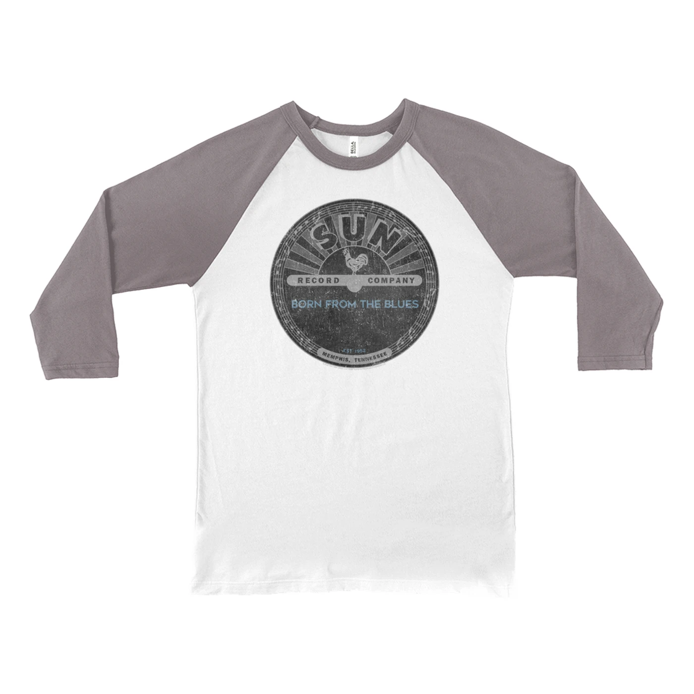 Sun Records 3/4 Sleeve Baseball Tee | Born From Blues Black Label Distressed Sun Records Shirt