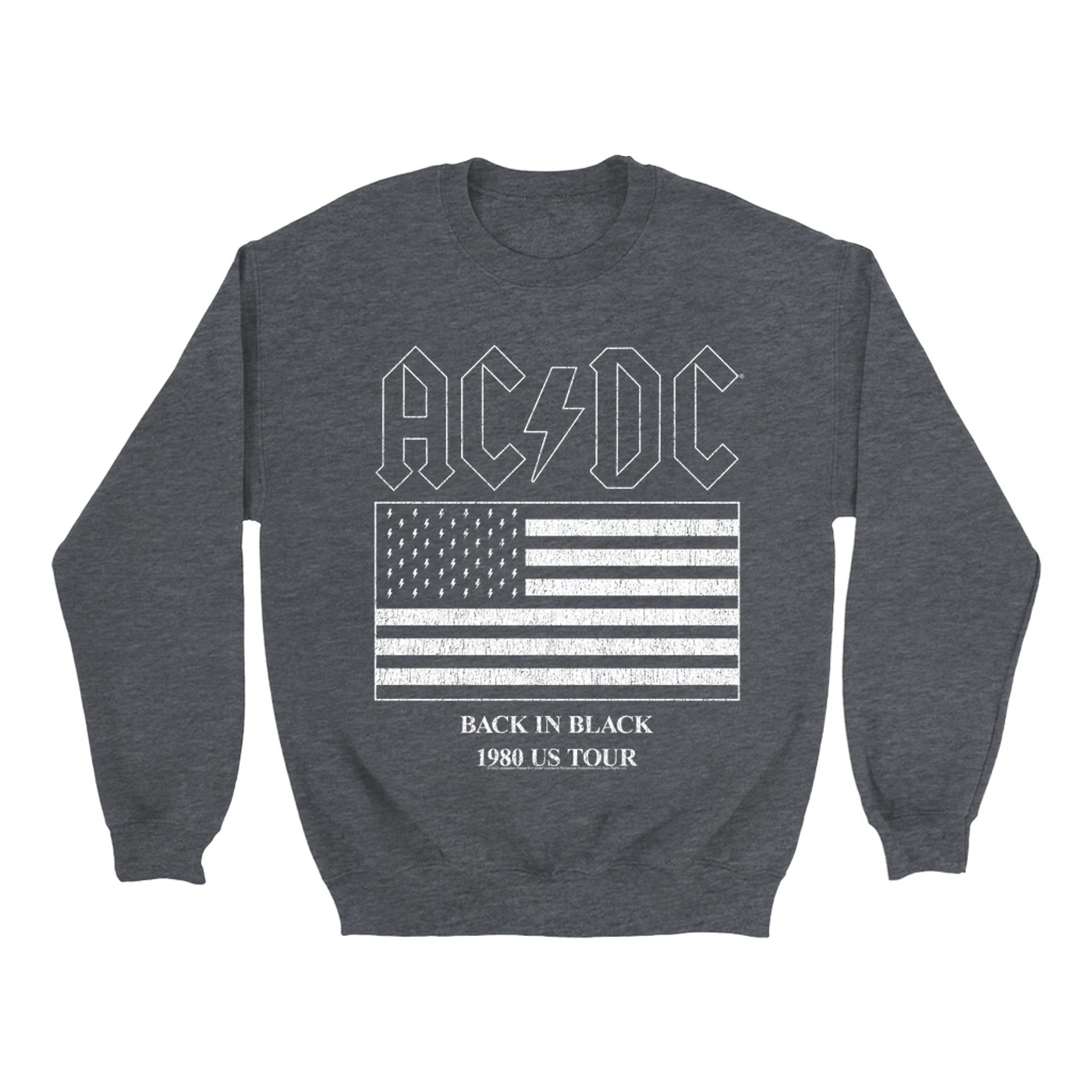 AC/DC Sweatshirt | Back In Black Flag Tour 1980 Distressed ACDC Sweatshirt