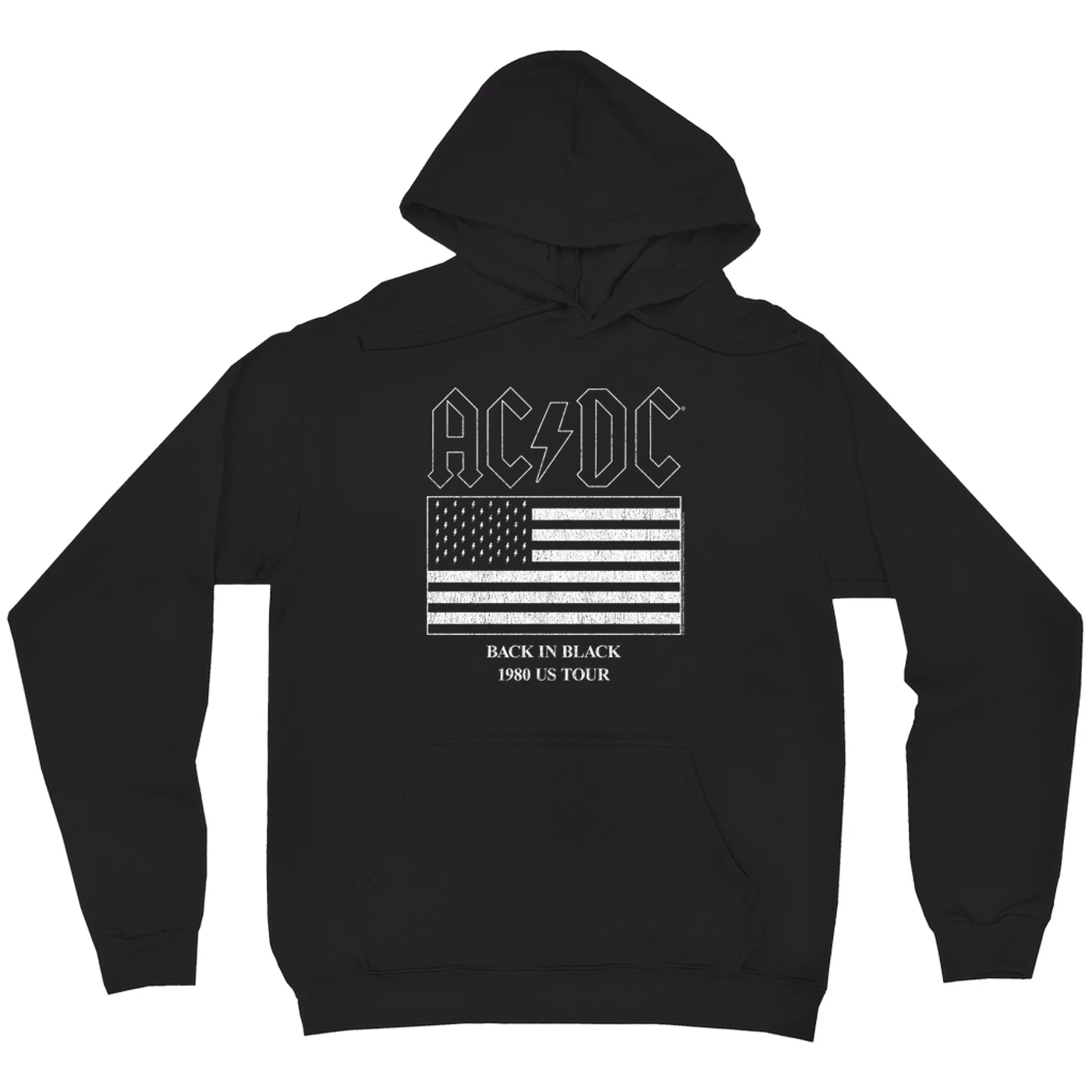 AC/DC Hoodie | Back In Black Flag Tour 1980 Distressed ACDC Hoodie
