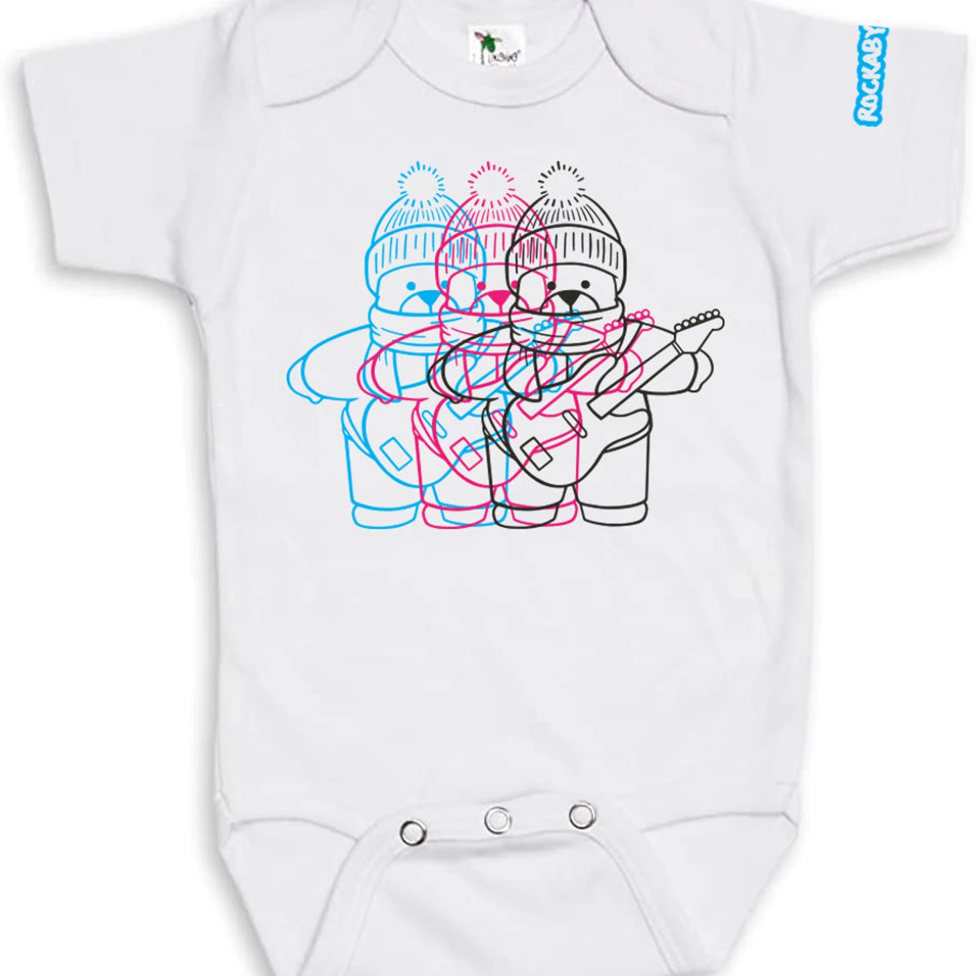 Rockabye Baby! Organic Baby Bodysuit (Holiday Design on White)