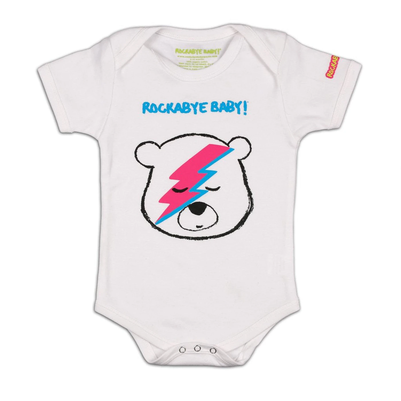 Rockabye Baby! Organic Baby Bodysuit ("Lullaby Renditions of David Bowie" Album Art on Black or White)
