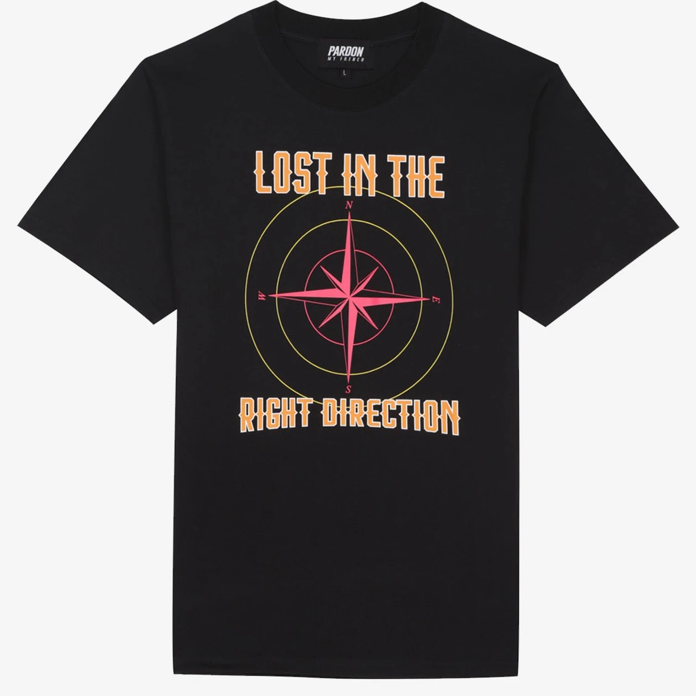 T-SHIRT PARDON MY FRENCH NOIR LOST IN RIGHT DIRECTION