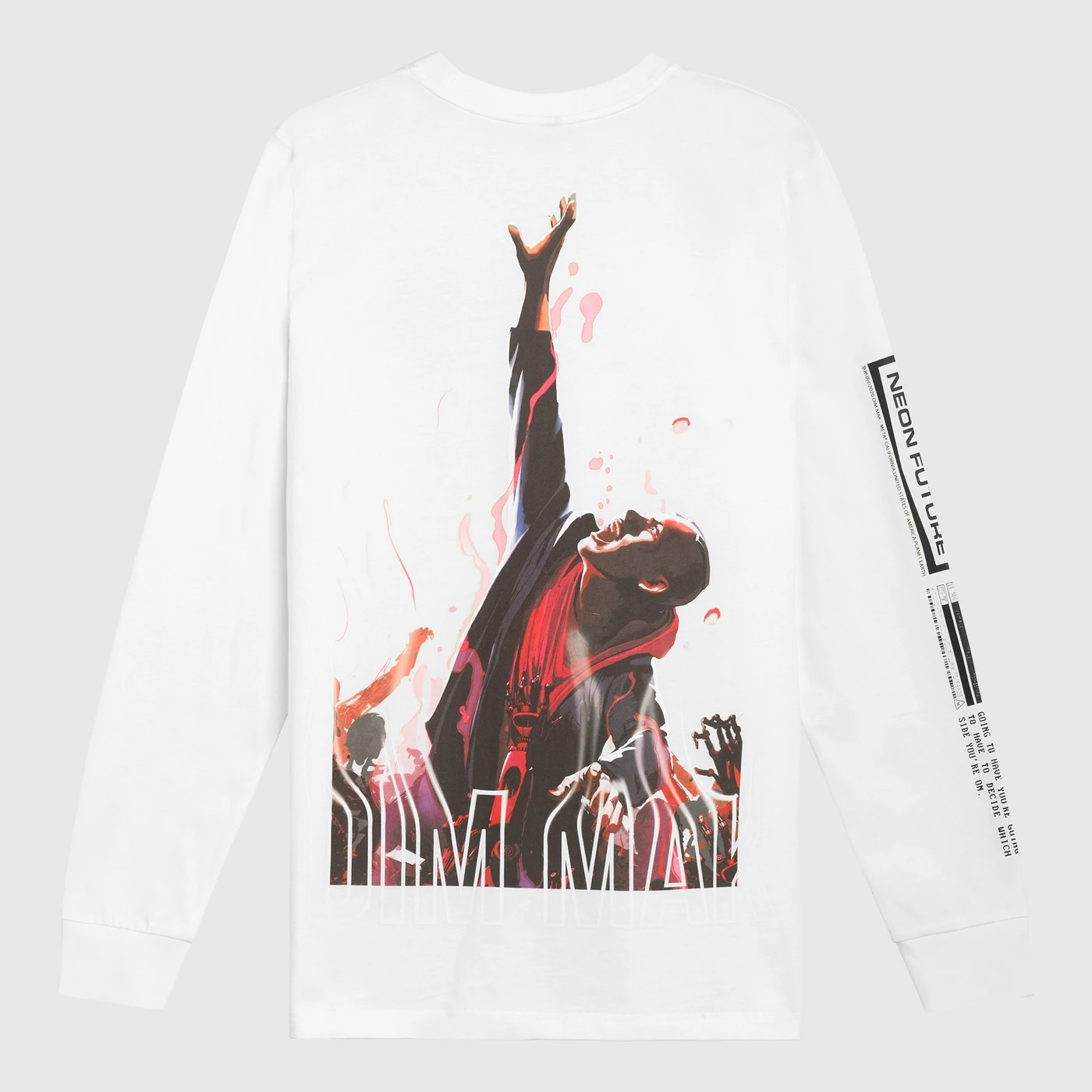 Dim Mak Tr. 02 "Neon Future" Long Sleeve Tee - White
