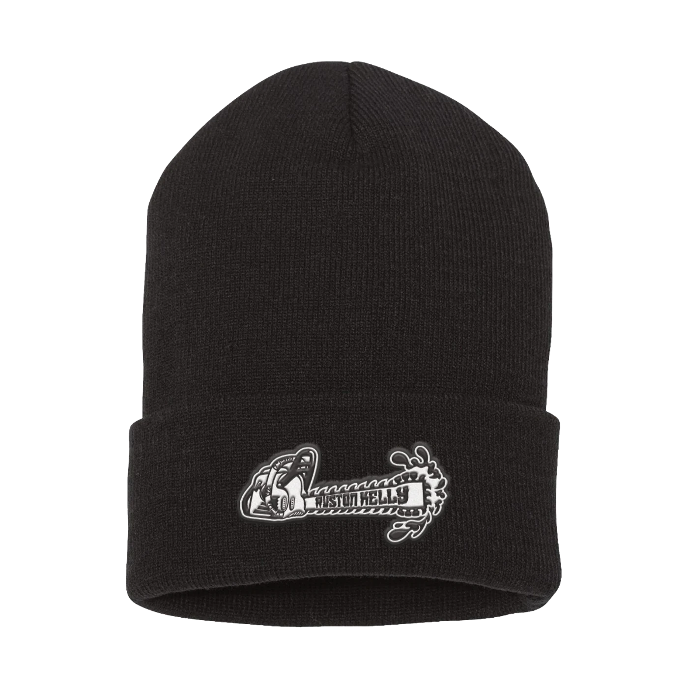 Ruston Kelly Chainsaw Emroidered PatchBlack Beanie