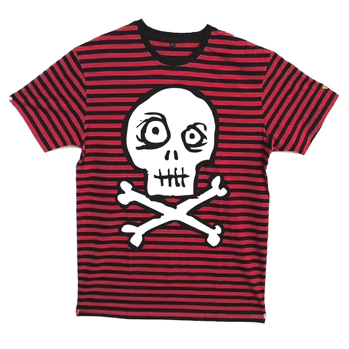 Kepi Ghoulie - Classic Skull - White on Red & Black Striped - T-shirt - Youth