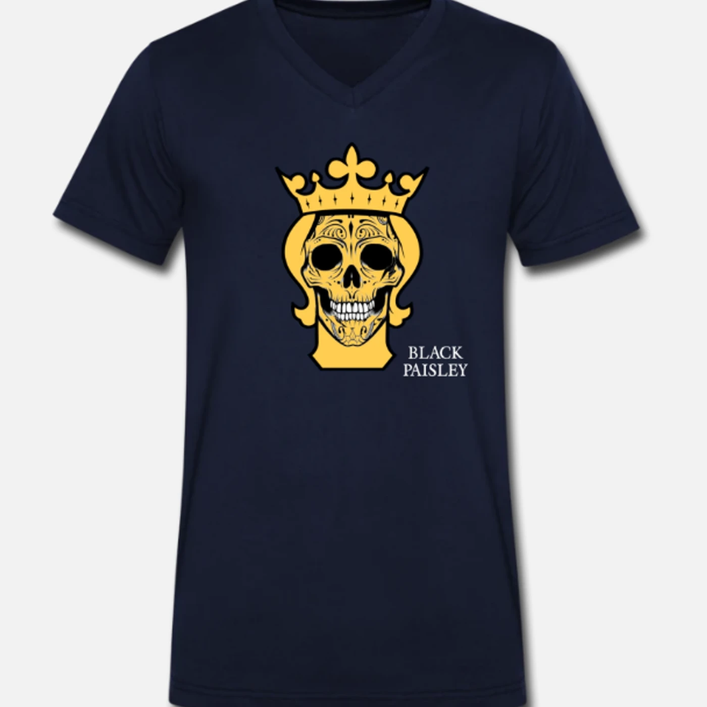 Black Paisley T-shirt with color skull