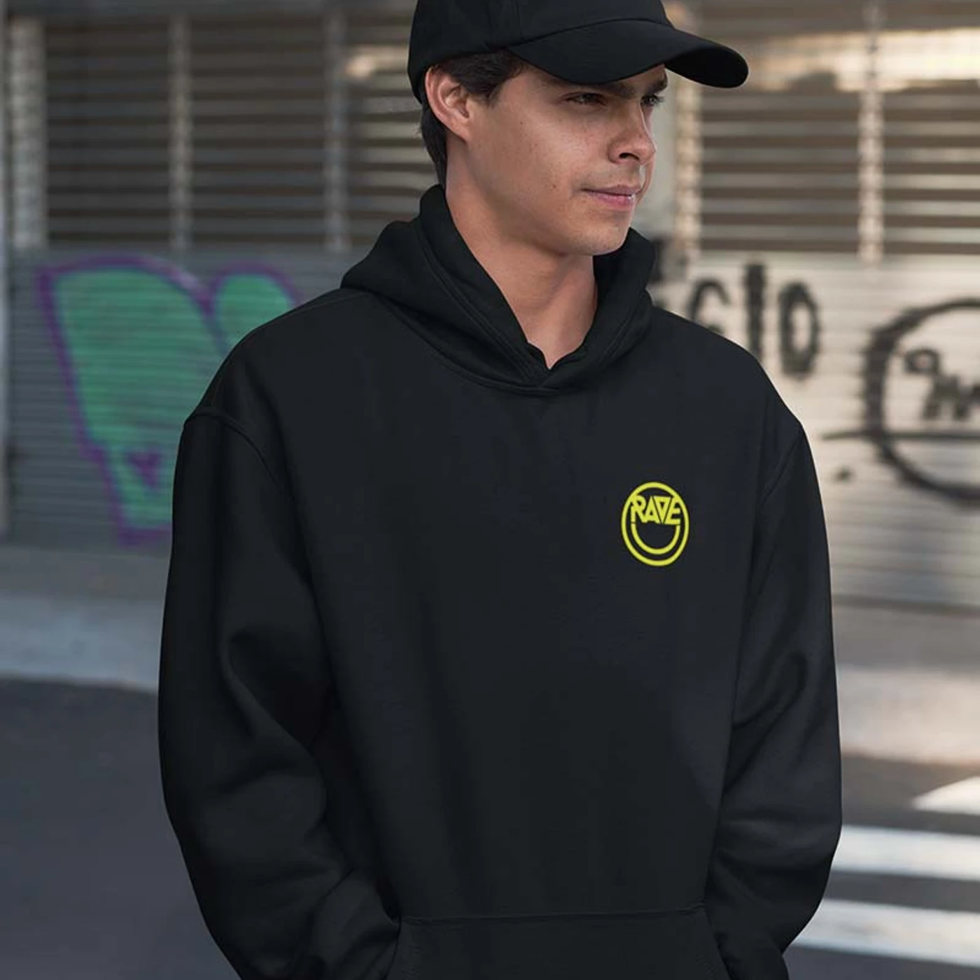 Rave Clothing Acid RAVE Hoodie in schwarz
