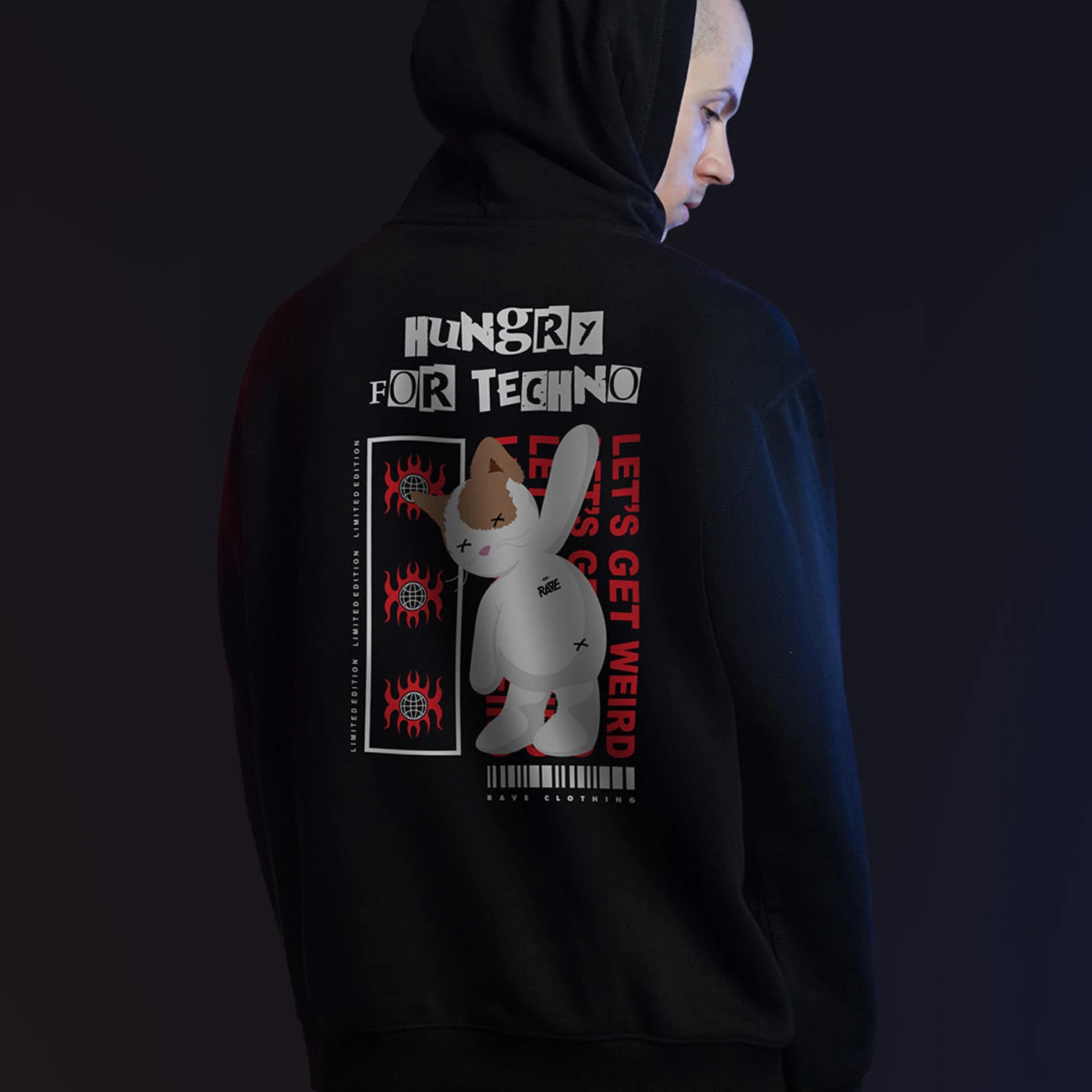 Rave Clothing Hungry for Techno Hoodie
