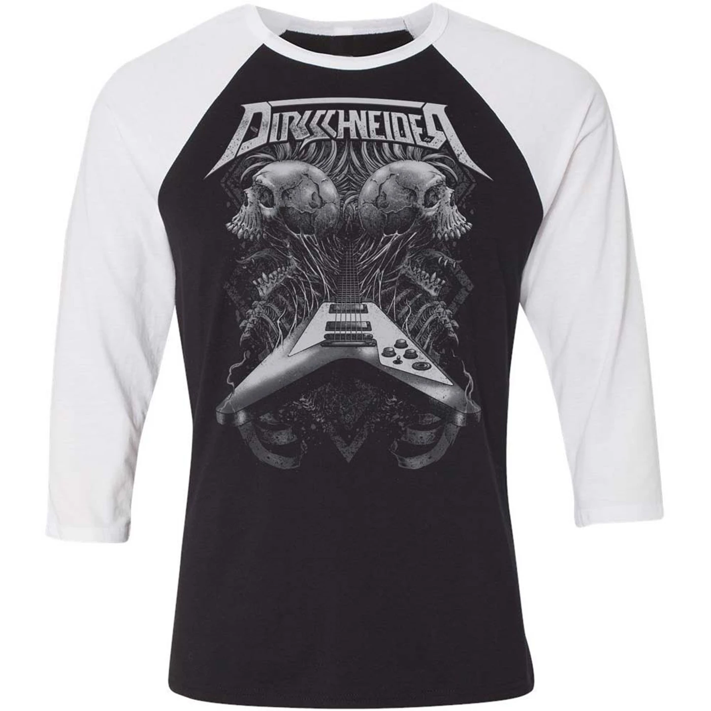 Dirkschneider Flying V Black And White Raglan