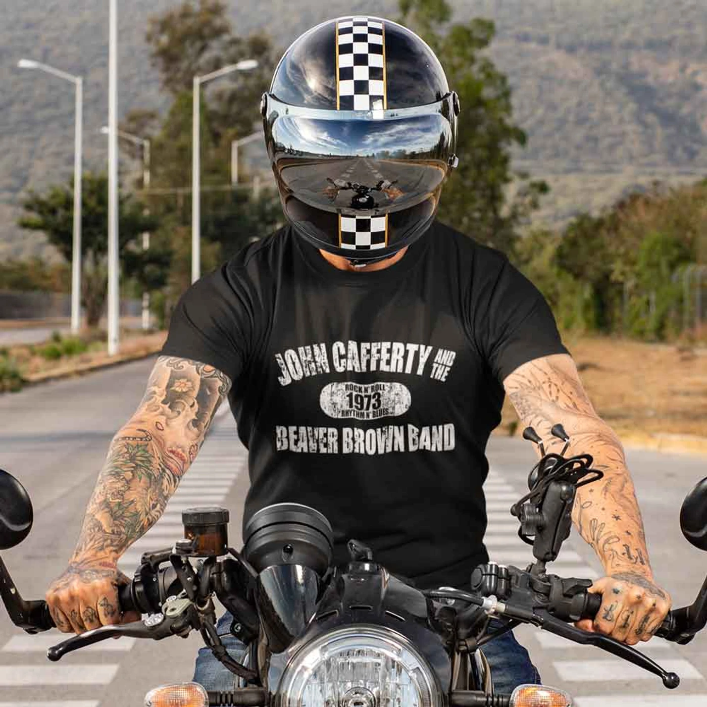 John Cafferty Distressed White Logo T-Shirt