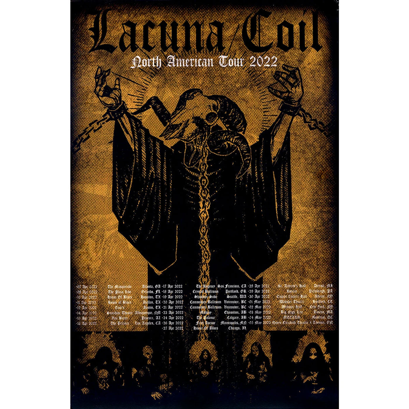 Lacuna Coil 2022 North American Tour Poster
