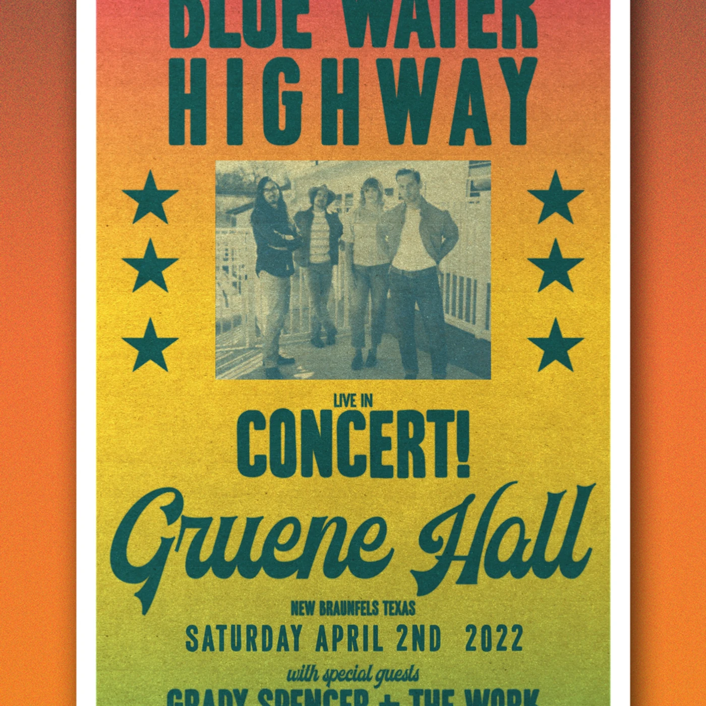 Blue Water Highway Gruene Hall Poster - 4/2/22
