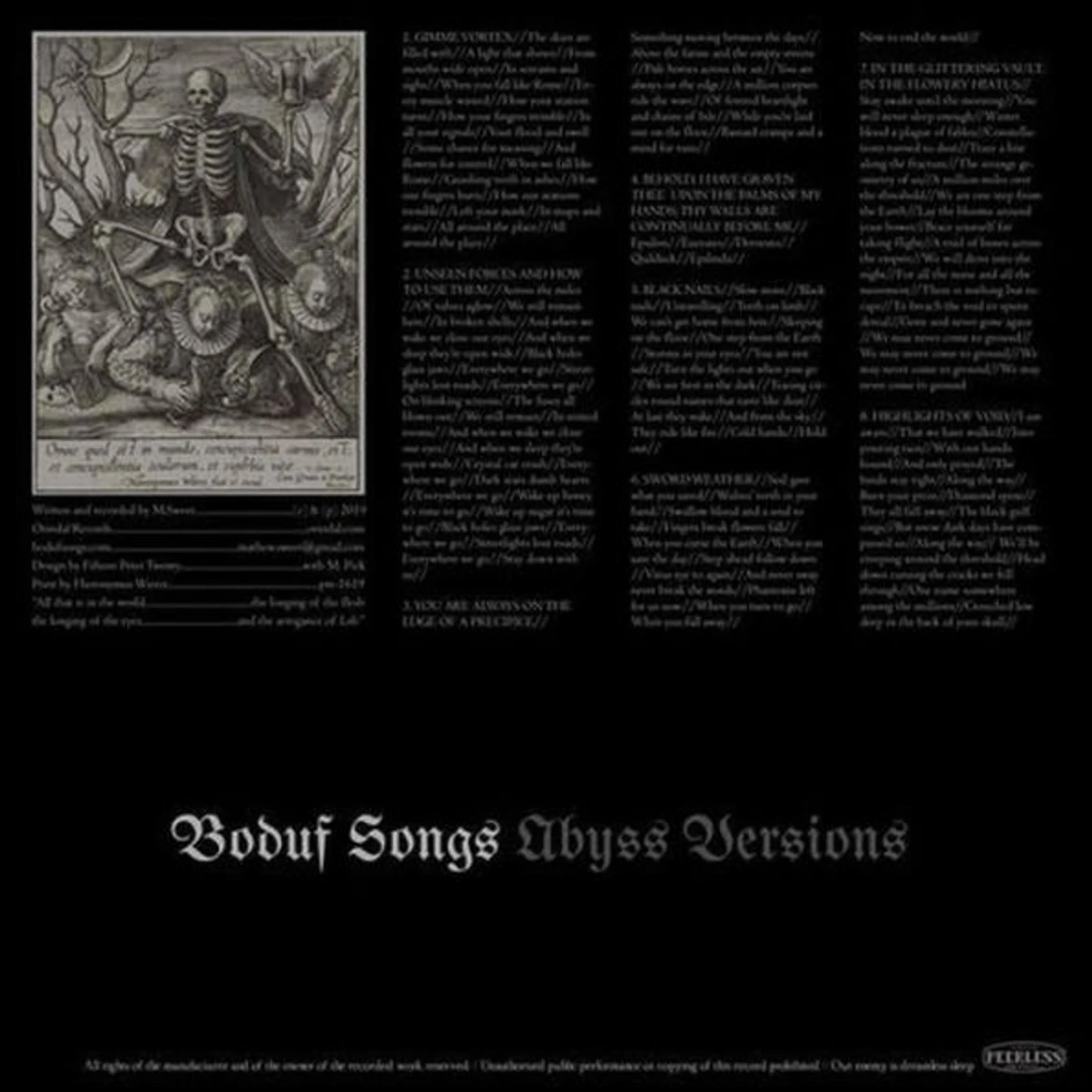 Boduf Songs Abyss Versions Vinyl Record