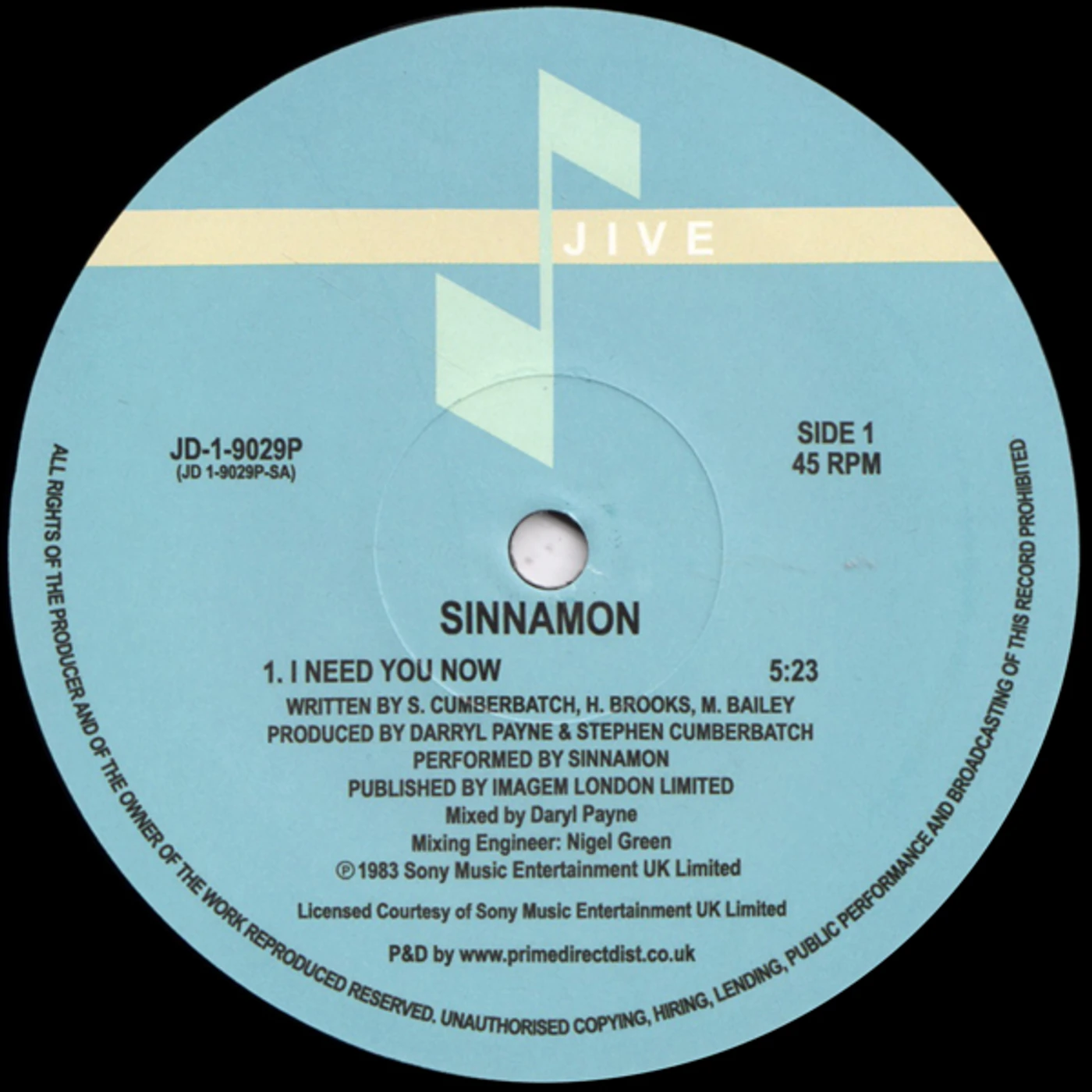 Sinnamon I Need You Now Vinyl Record