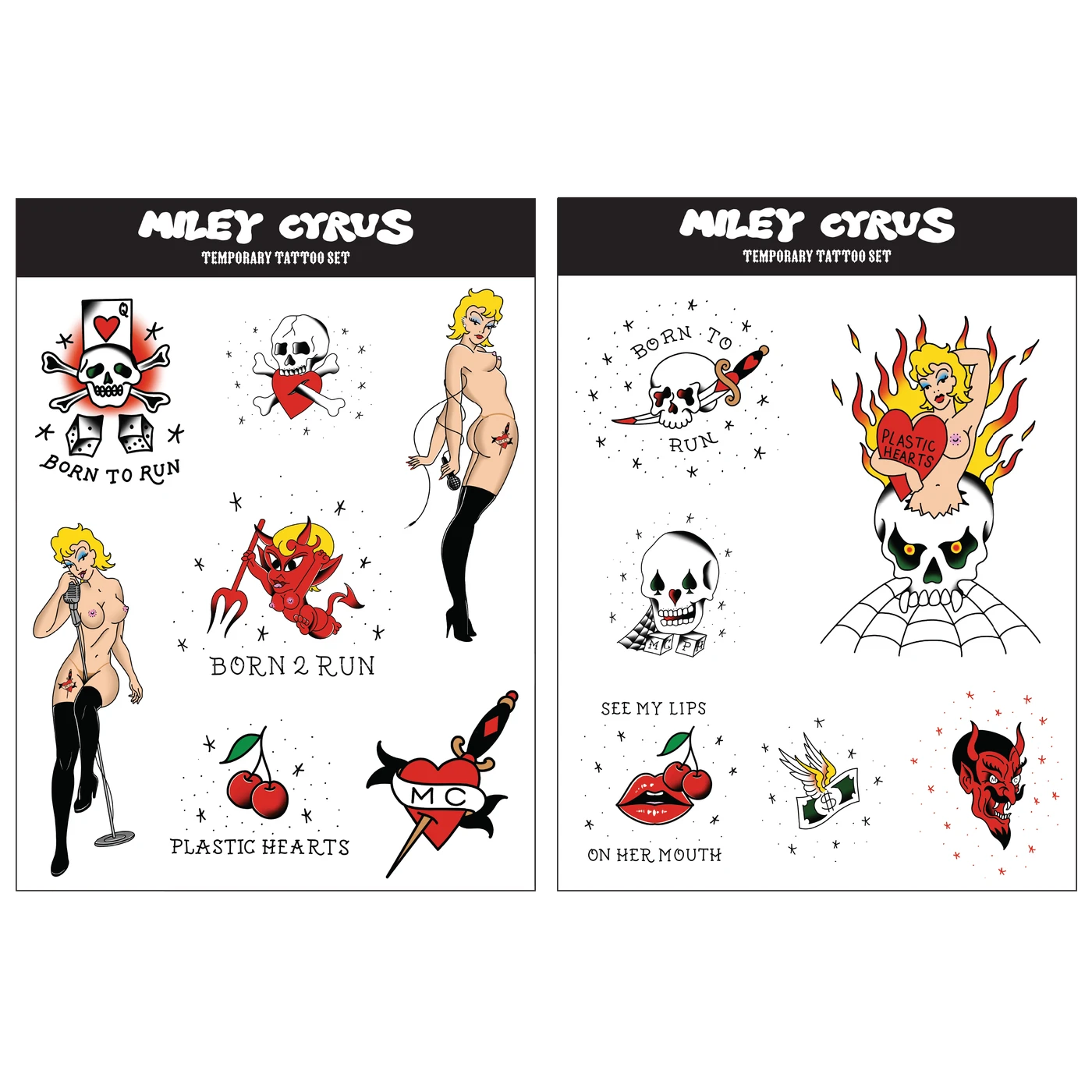 Miley Cyrus Plastic Hearts Temporary Tattoos