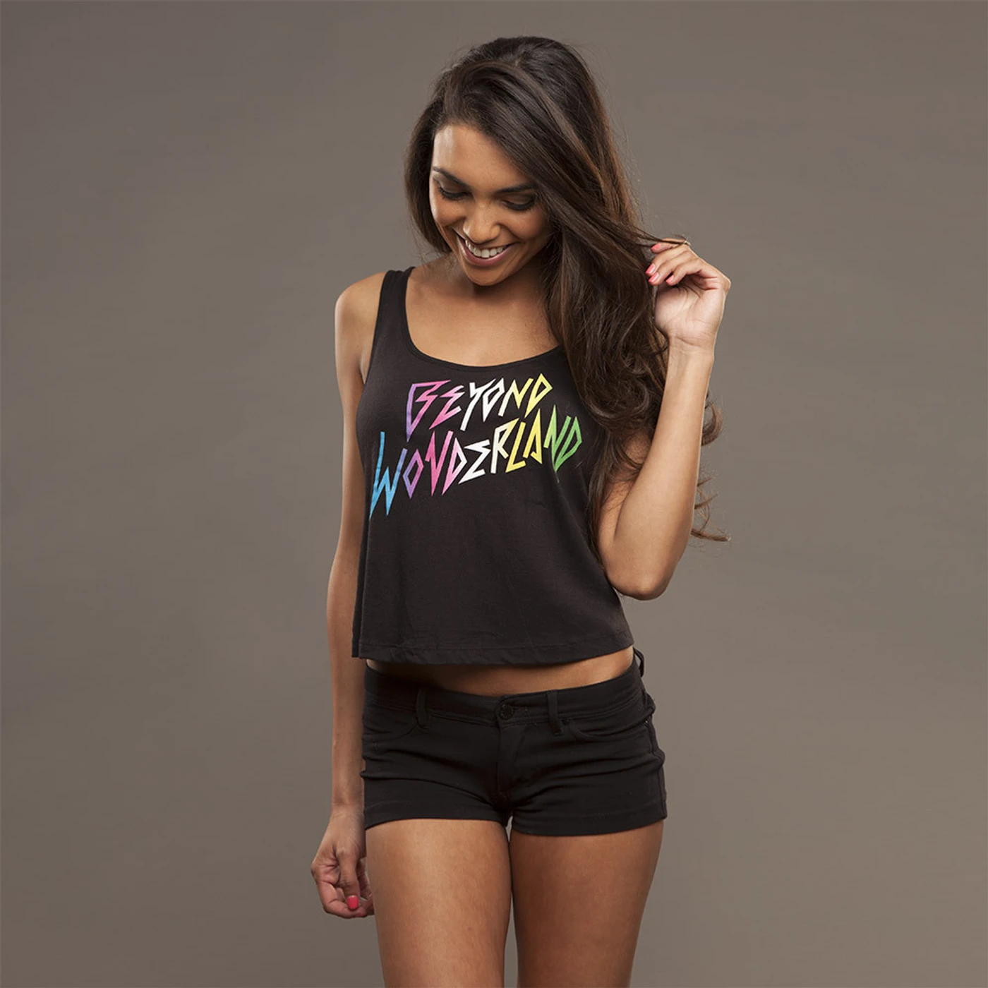 Insomniac Beyond Wonderland Rad Text Line Up Women's Black Crop Top