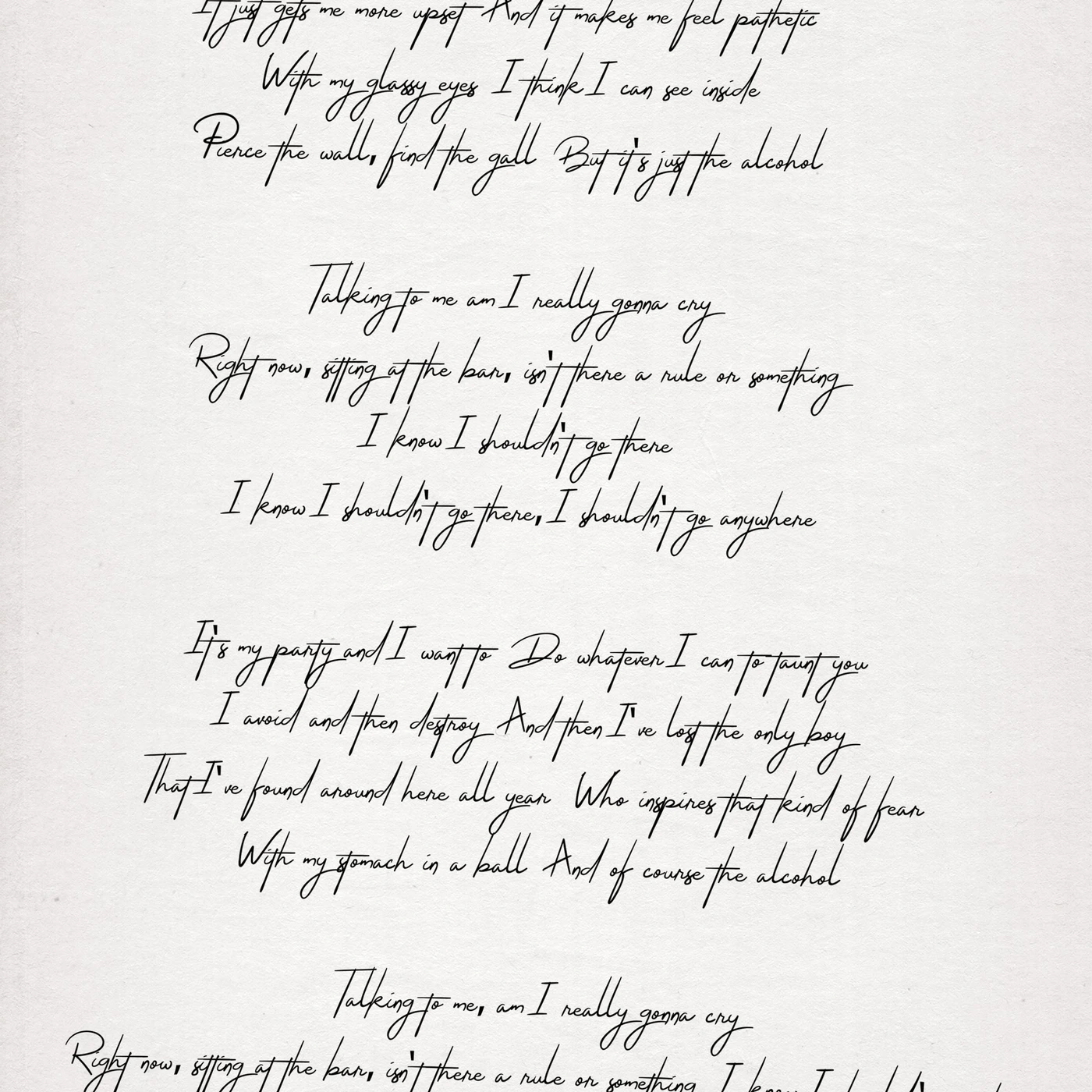 Jillette Johnson Handwritten Lyric Sheet