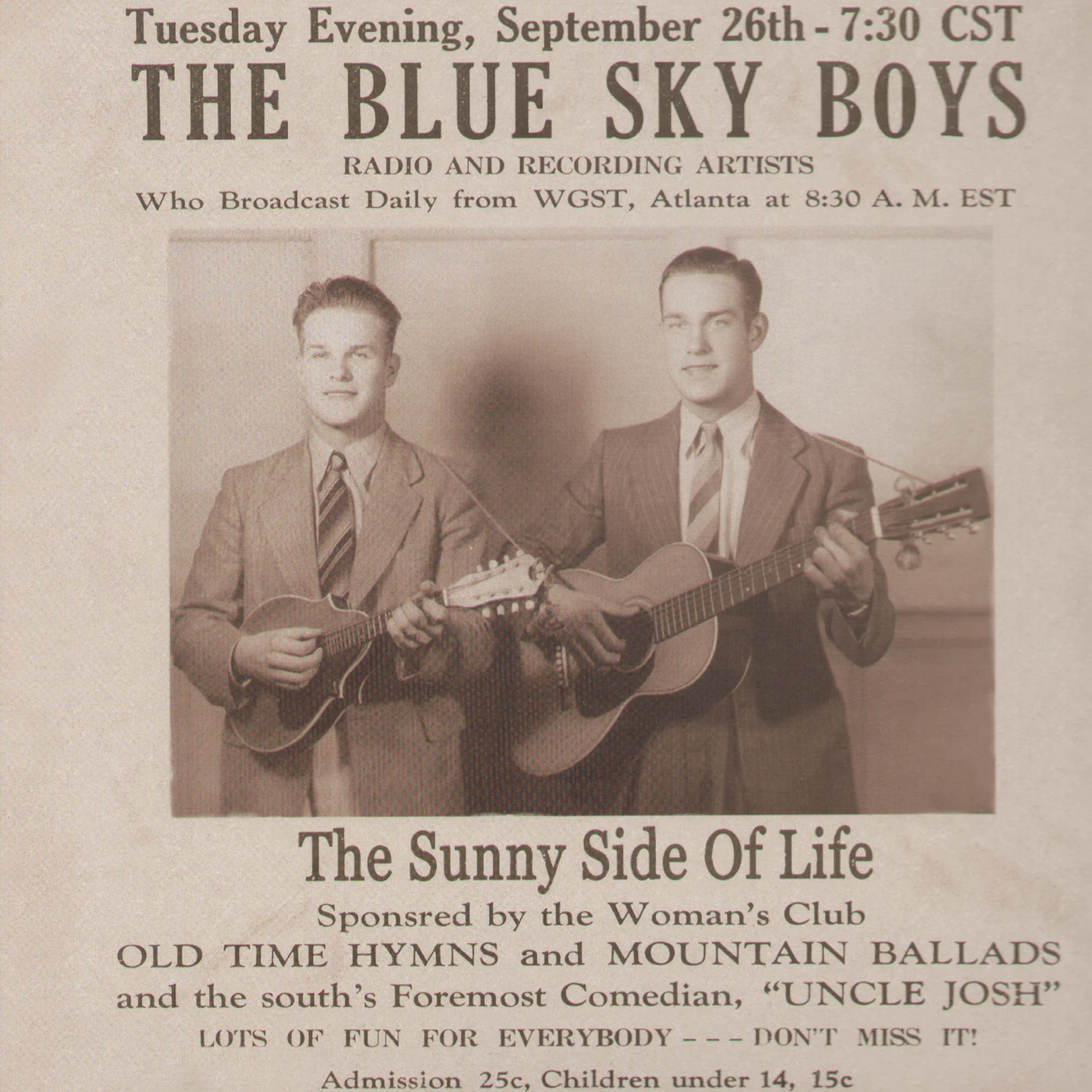 The Blue Sky Boys SUNNY SIDE OF LIFE CD