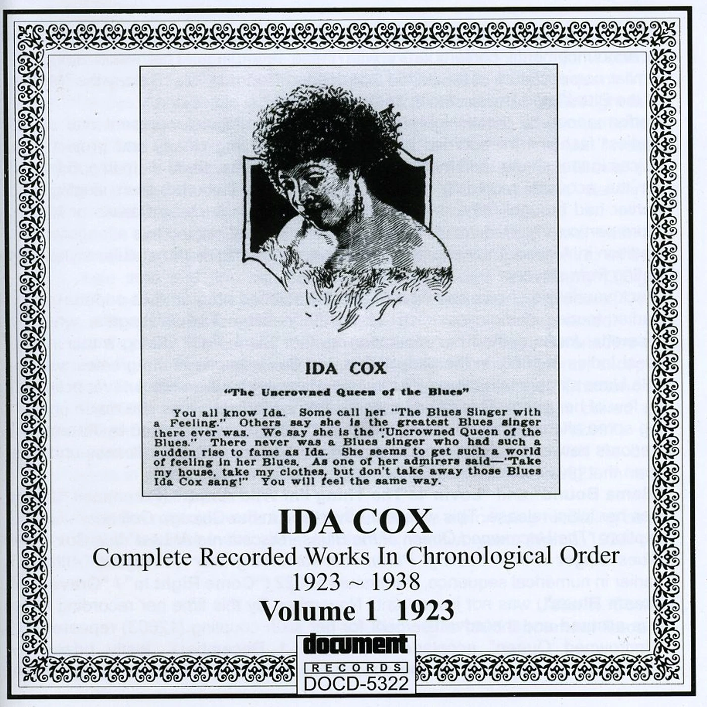 Ida Cox COMPLETE RECORDED WORKS 1 (1923) CD