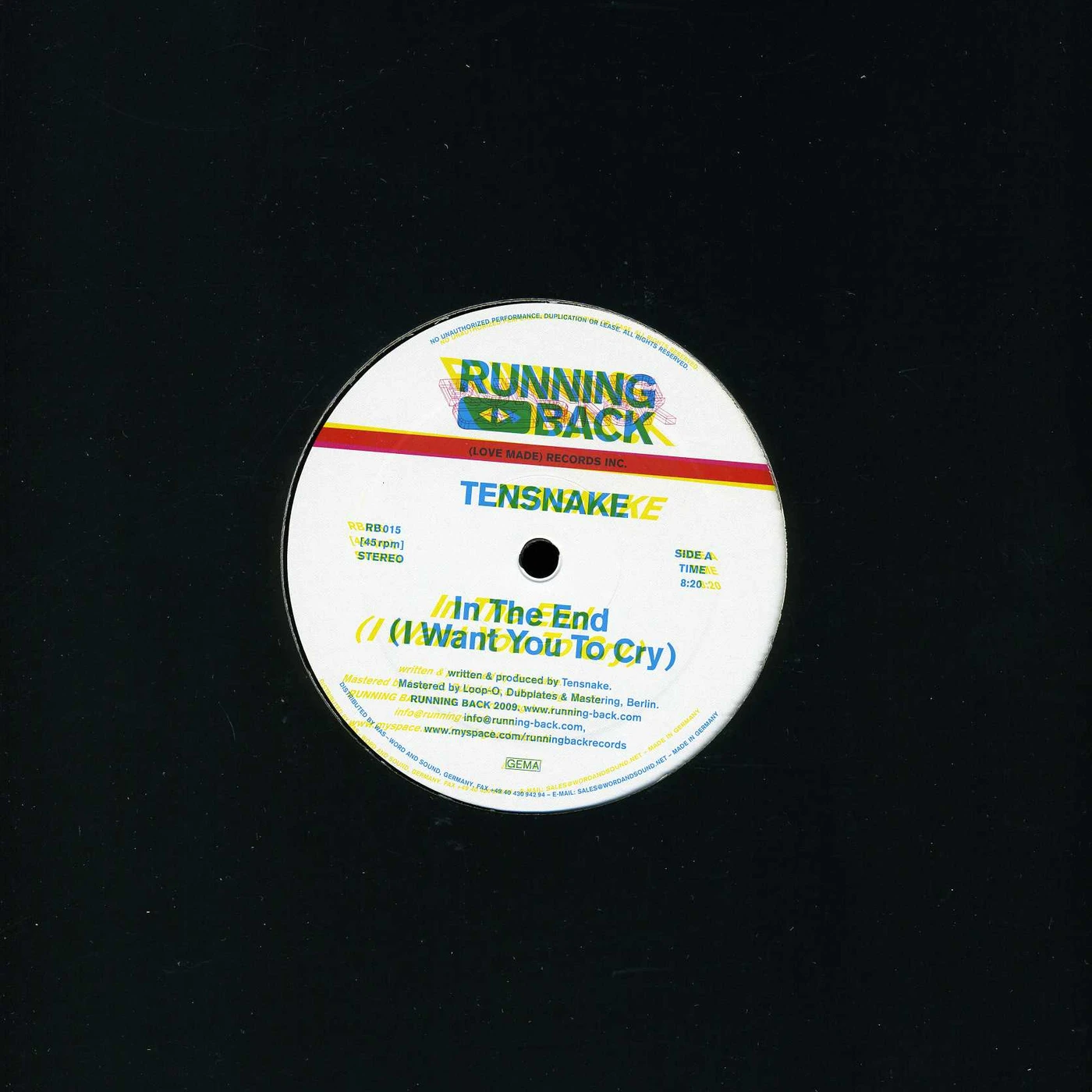 Tensnake In The End (I Want You to Cry) Vinyl Record