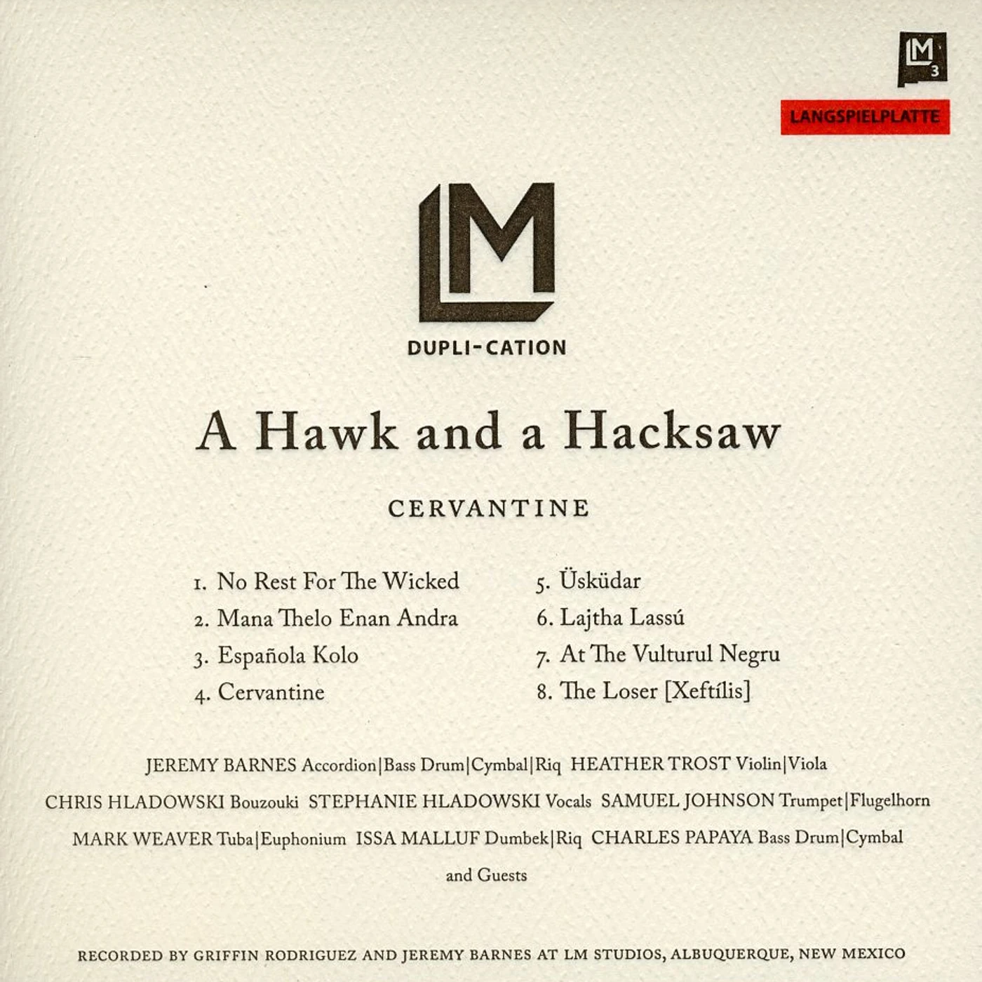 A Hawk And A Hacksaw CERVANTINE CD