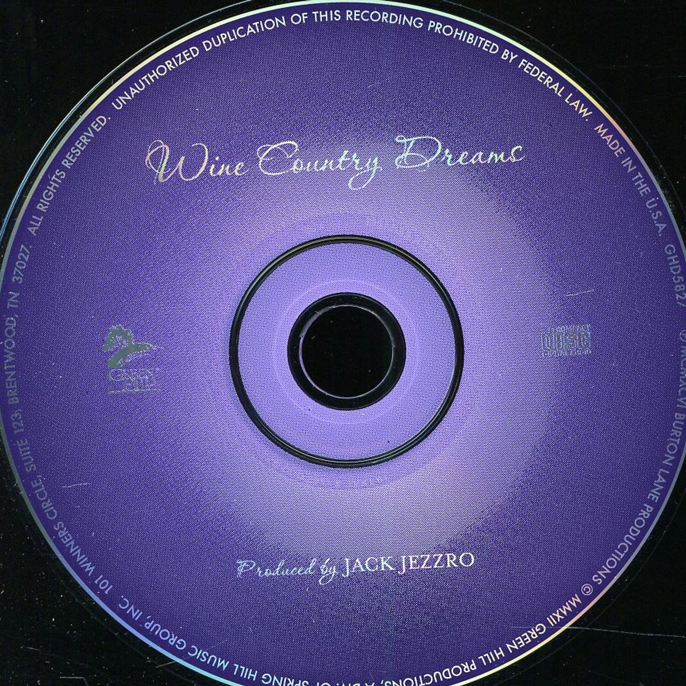 Jack Jezzro WINE COUNTRY DREAMS CD