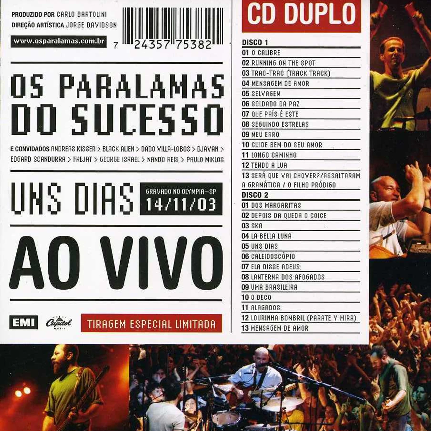 Paralamas do Sucesso UNS DIAS AO VIVO CD