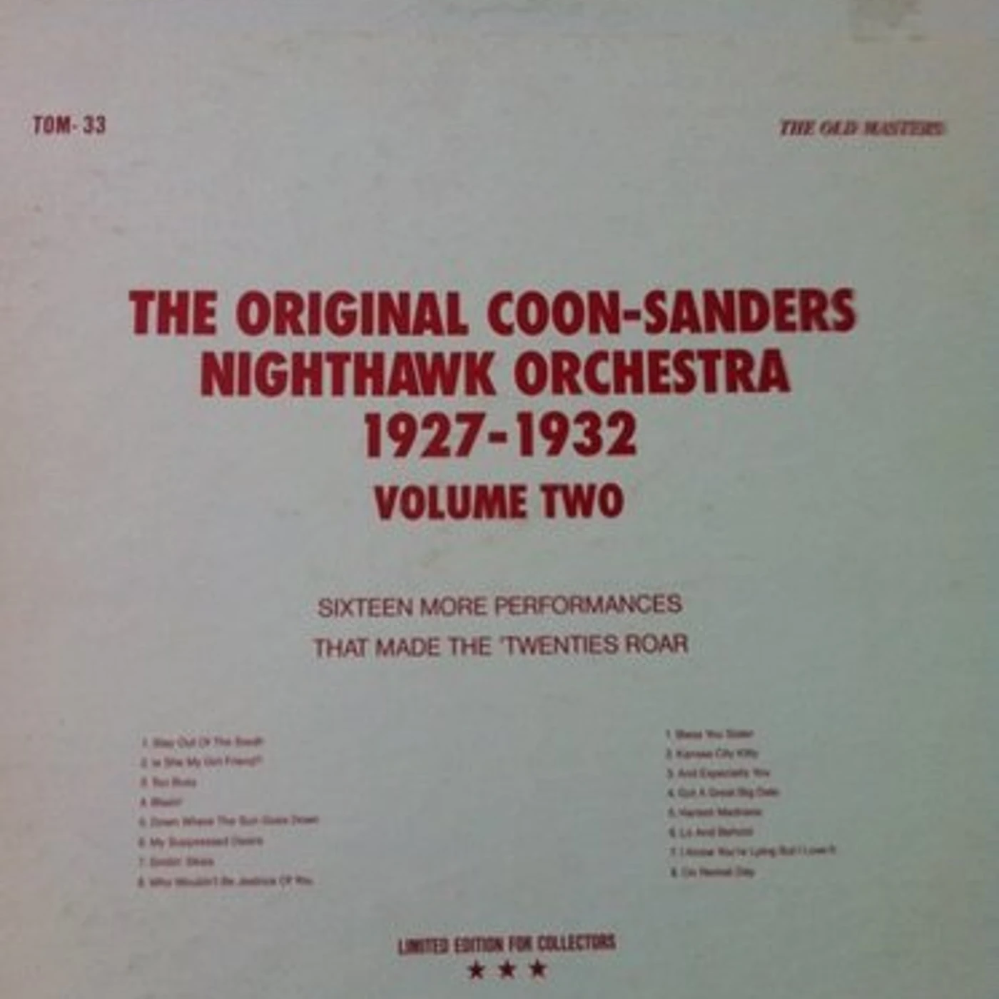 Coon Sanders Original Nighthawk Orchestra 2: 1927-1932 (Vinyl)